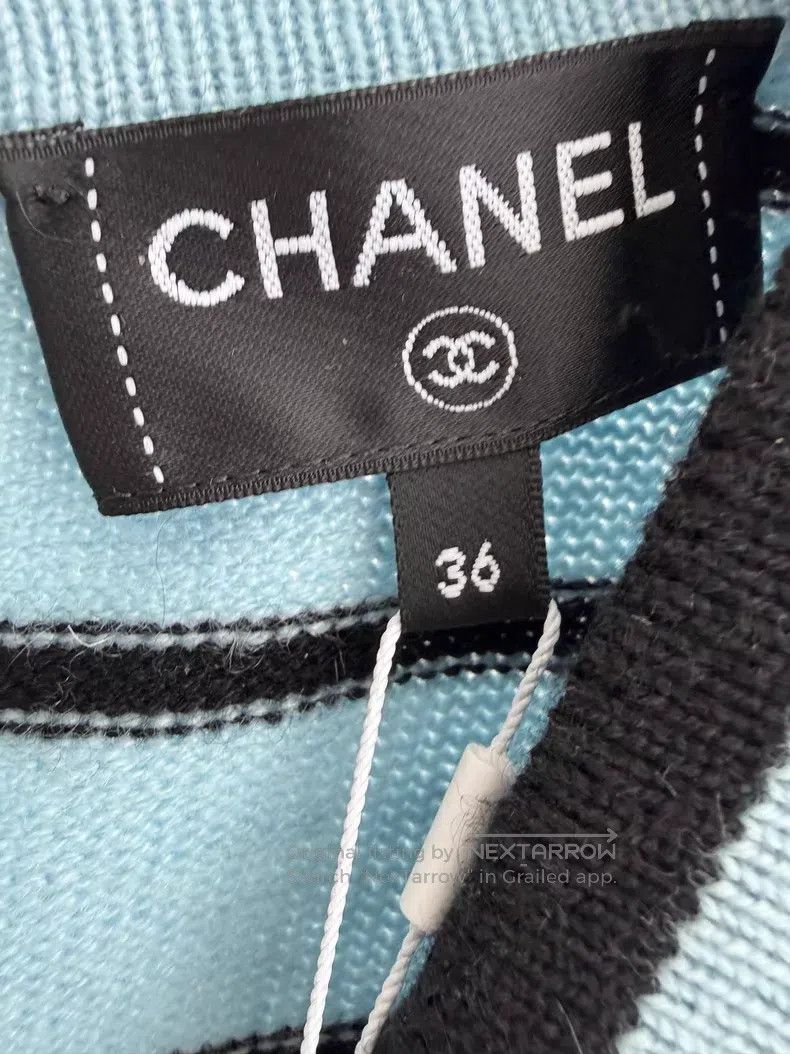 Chanel Chanel Blue and black striped button cardigan coat Size XS / US 0-2 / IT 36-38 - 4 Thumbnail