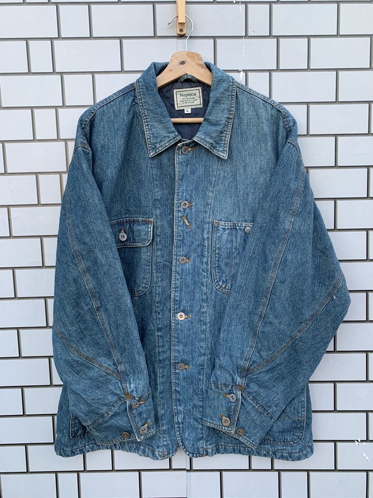 Indigo × Japanese Brand × Vintage Vintage Japanese Brand Nepuca Workwear Denim Jacket Size US L / EU 52-54 / 3 - 2 Thumbnail