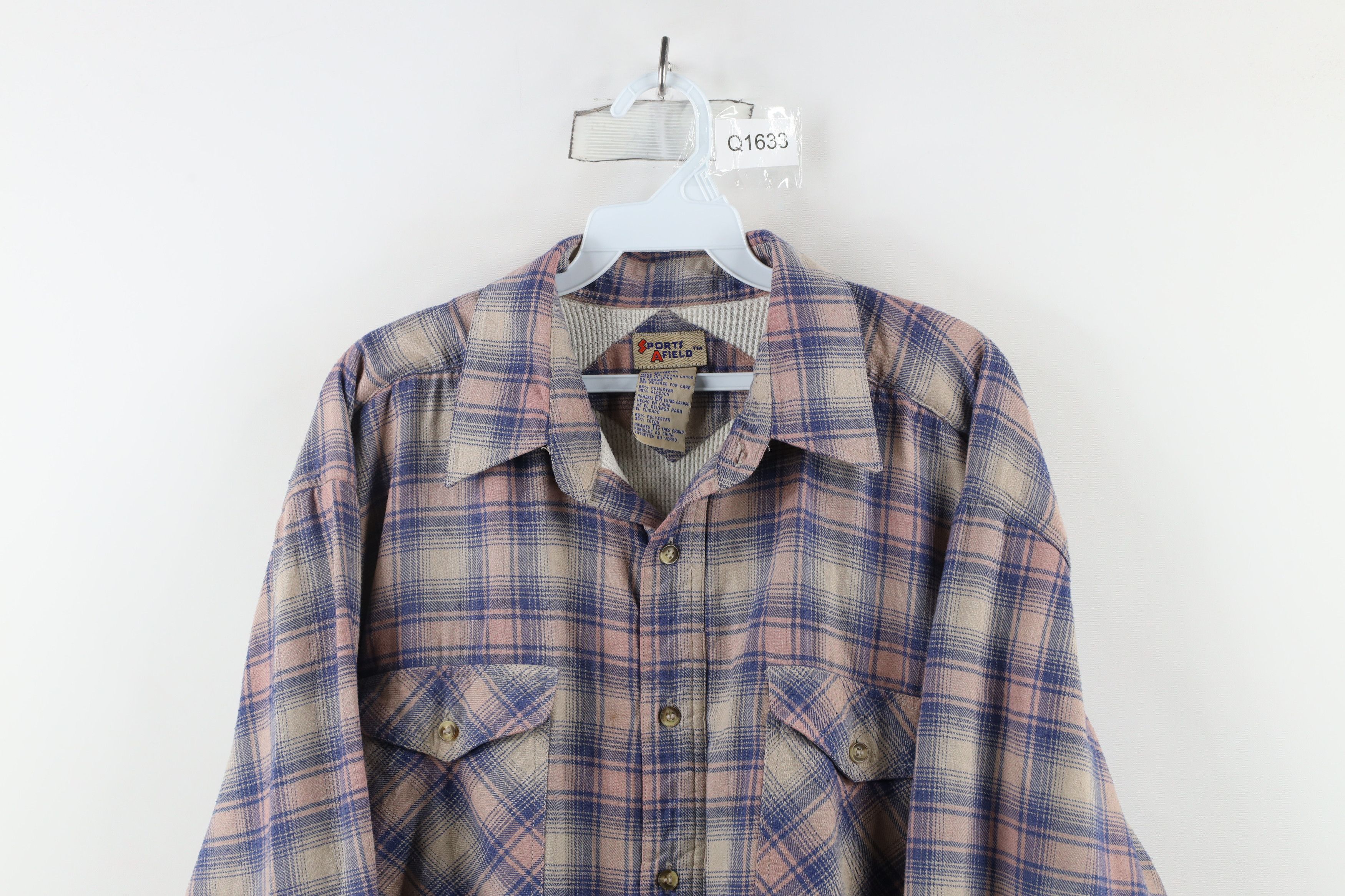 Vintage Vintage 90s Streetwear Knit Lined Flannel Shirt Jacket Size US XL / EU 56 / 4 - 2 Thumbnail