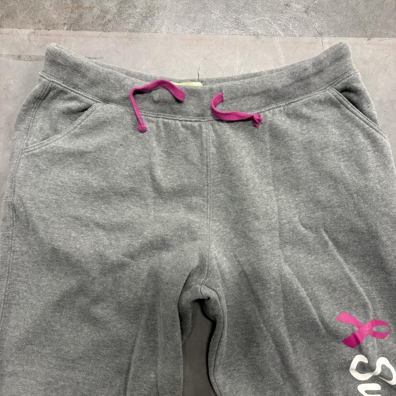 Vintage Crazy Vintage Y2K/2000s Super Baggy Wideleg Grey and pink Breast cancer Awareness Sweatpants! Size US 34 / EU 50 - 3 Thumbnail