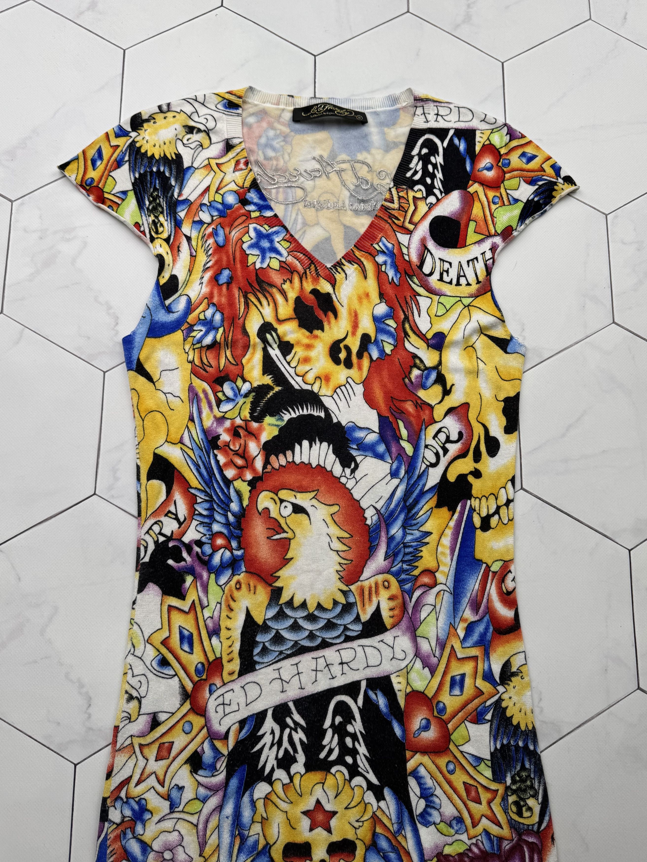 Christian Audigier Ed Hardy Vintage Dress (B189) Size M / US 6-8 / IT 42-44 - 2 Thumbnail