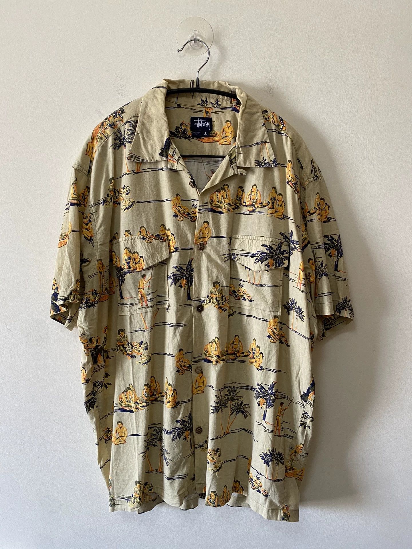 Stussy Vintage Stussy 90s Hawaiian Shirt Tribal Print Size L Size US L / EU 52-54 / 3 - 1 Thumbnail