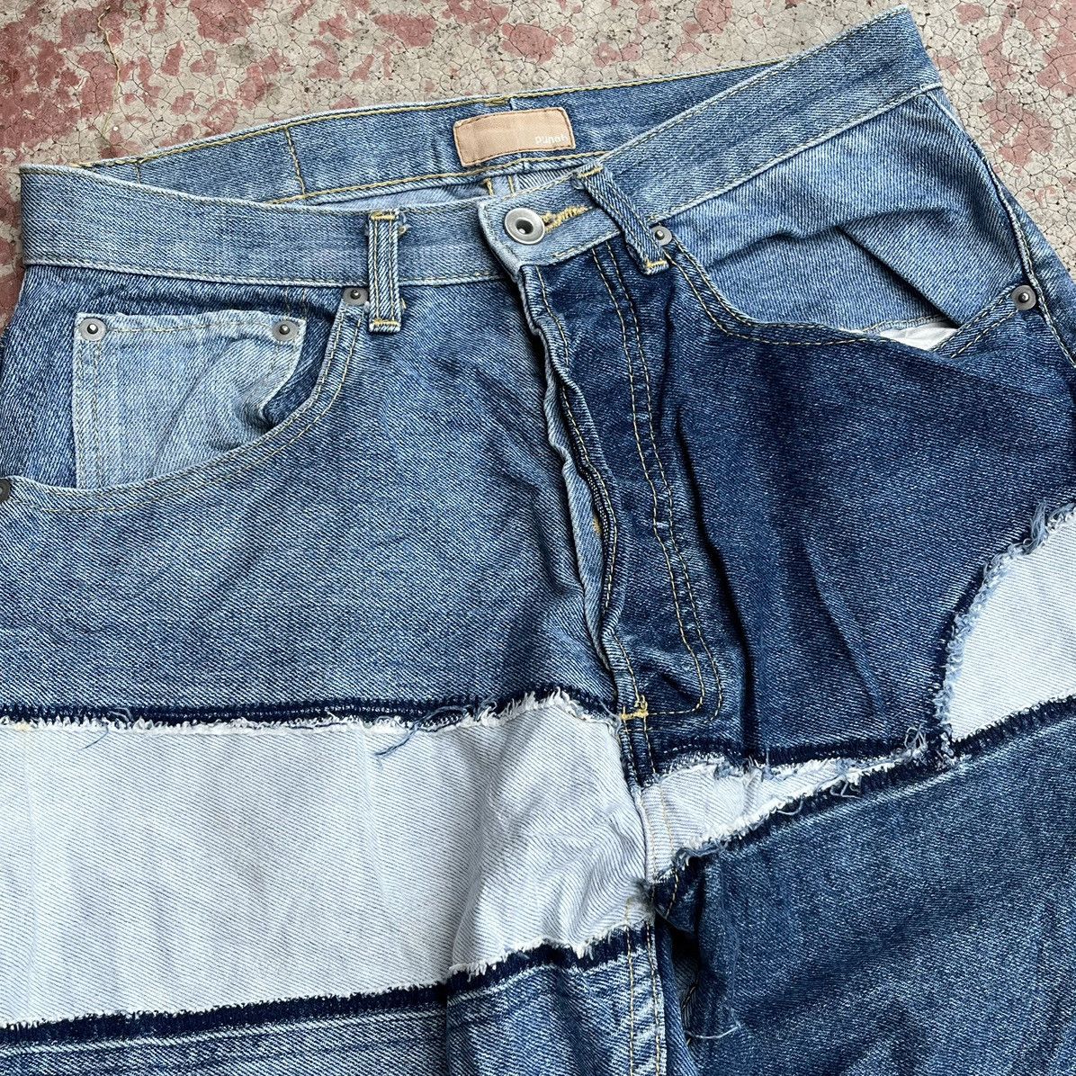 Designer × Japanese Brand RARE!! PUNAH Designer Patchwork Denim Pants Size US 29 - 3 Thumbnail