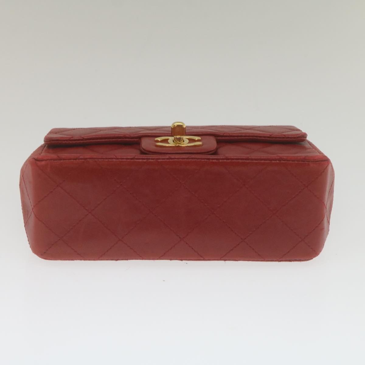 Chanel CHANEL Mini Matelasse Chain Flap Hand Bag Lamb Skin Red Size ONE SIZE - 5 Thumbnail