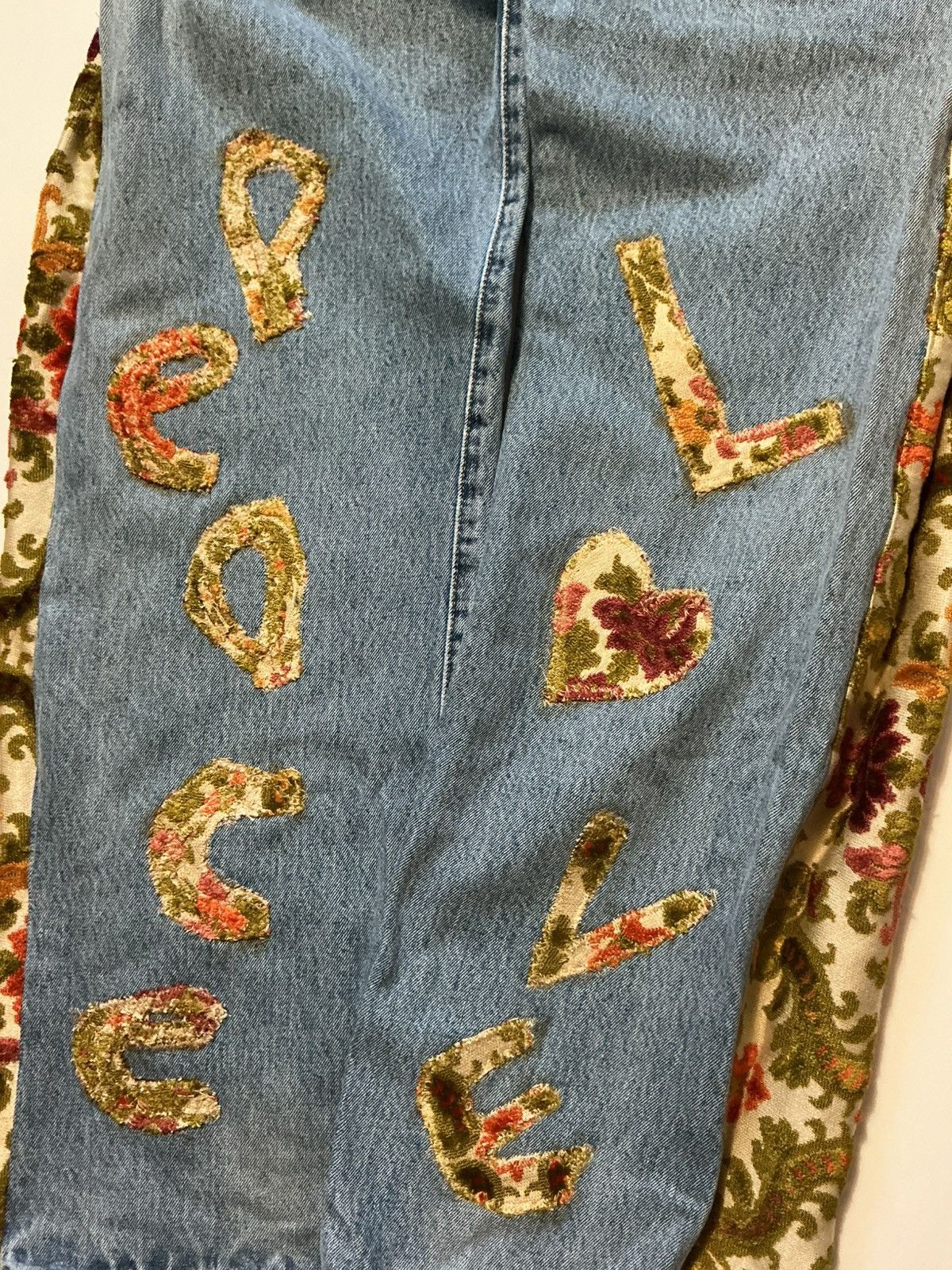 Levi's Vintage Levis Peace & Love Patchwork Flared Denim Jeans Size US 36 / EU 52 - 4 Thumbnail