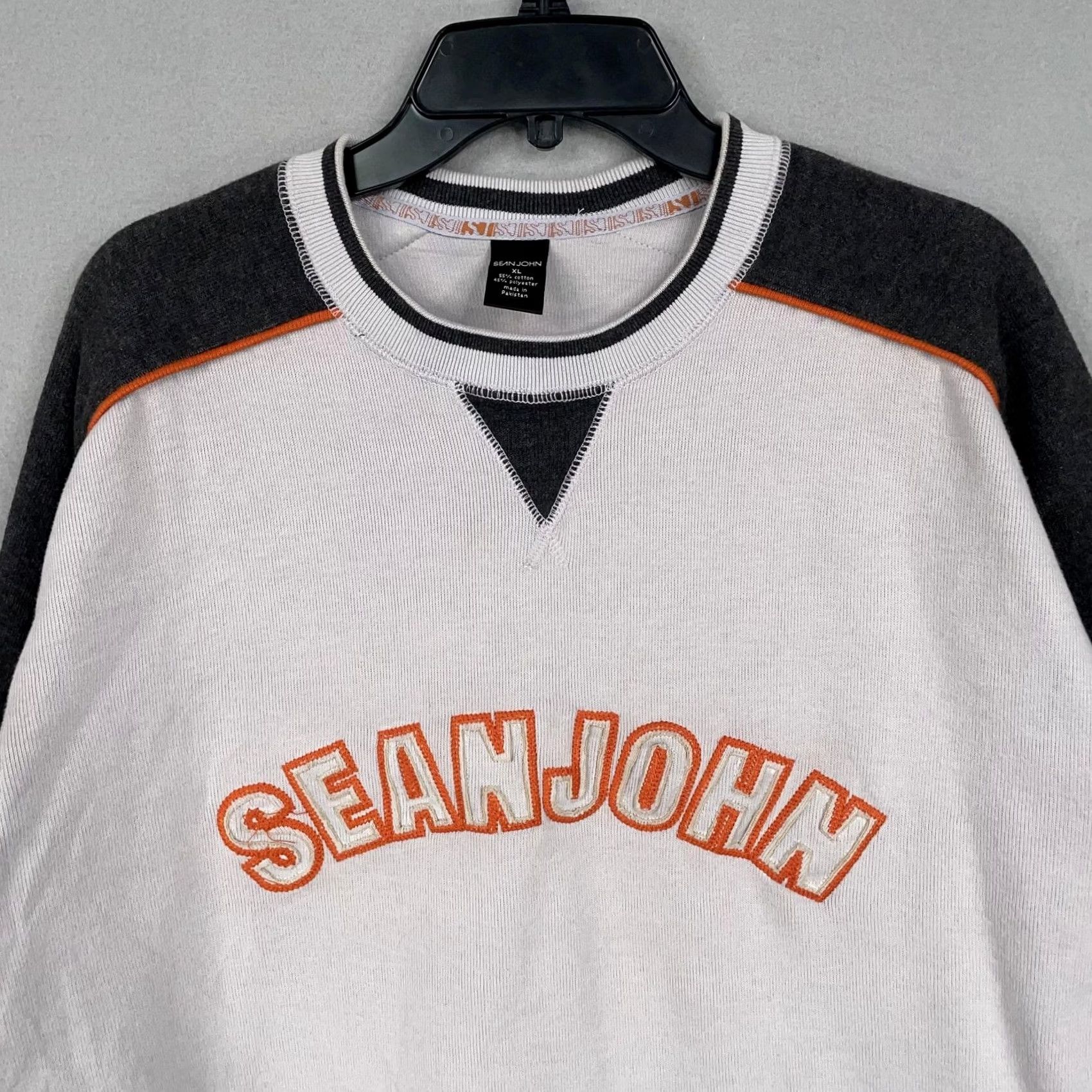 Sean John Sean John Pullover Mens XL Gray Orange Colorblock Streetwear Y2K Hip Hop Diddy Sweatshirt Crew Neck Long Sleeve Embroidered Logo 90s Mens Clothing Size US XL / EU 56 / 4 - 2 Thumbnail