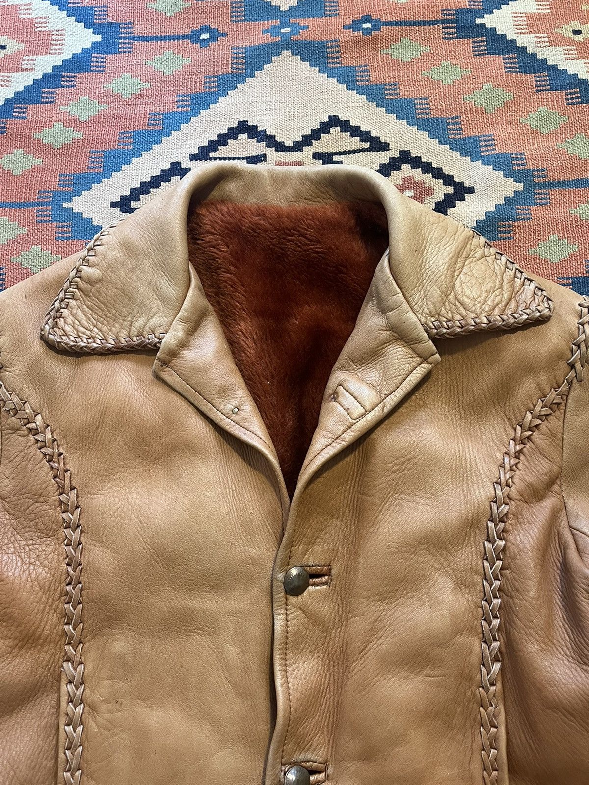 Vintage cropped leather jacket cowboy calf skin RARE 50’s western Size US S / EU 44-46 / 1 - 3 Thumbnail