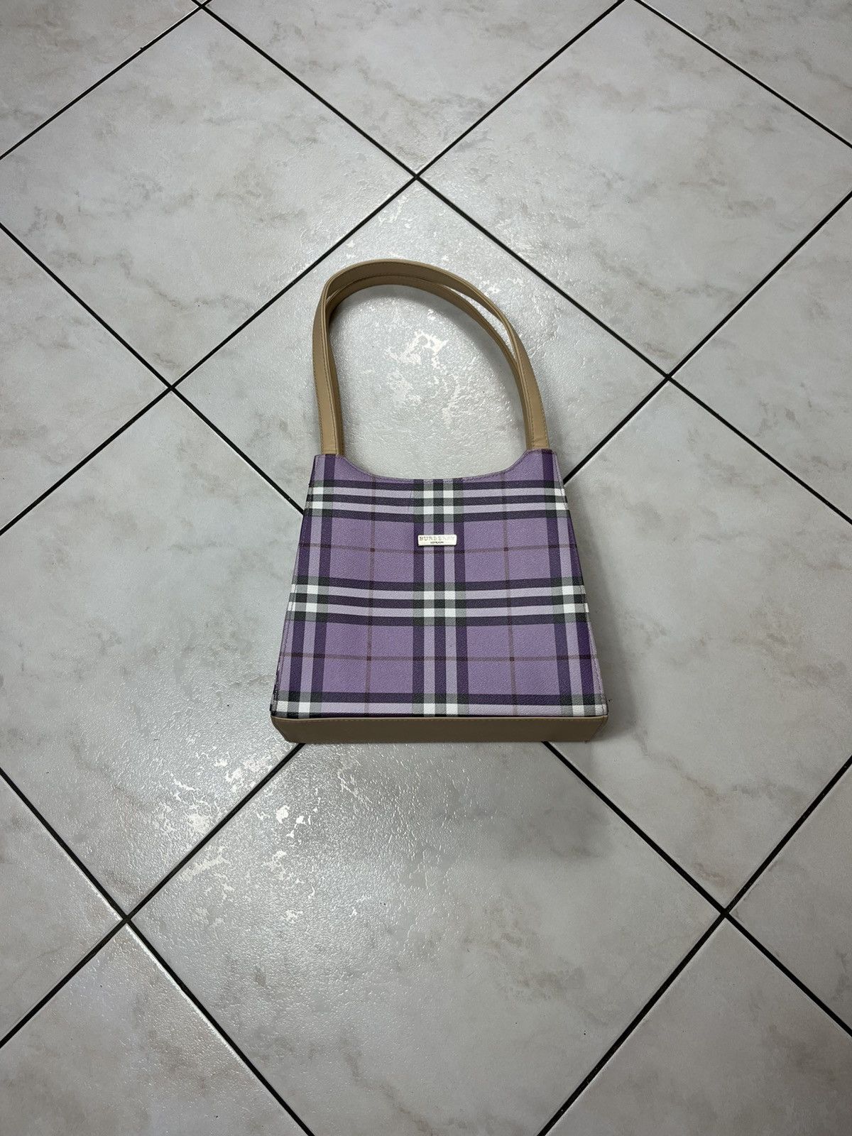 Vintage Burberry 90s leather big bag handbag nova checked