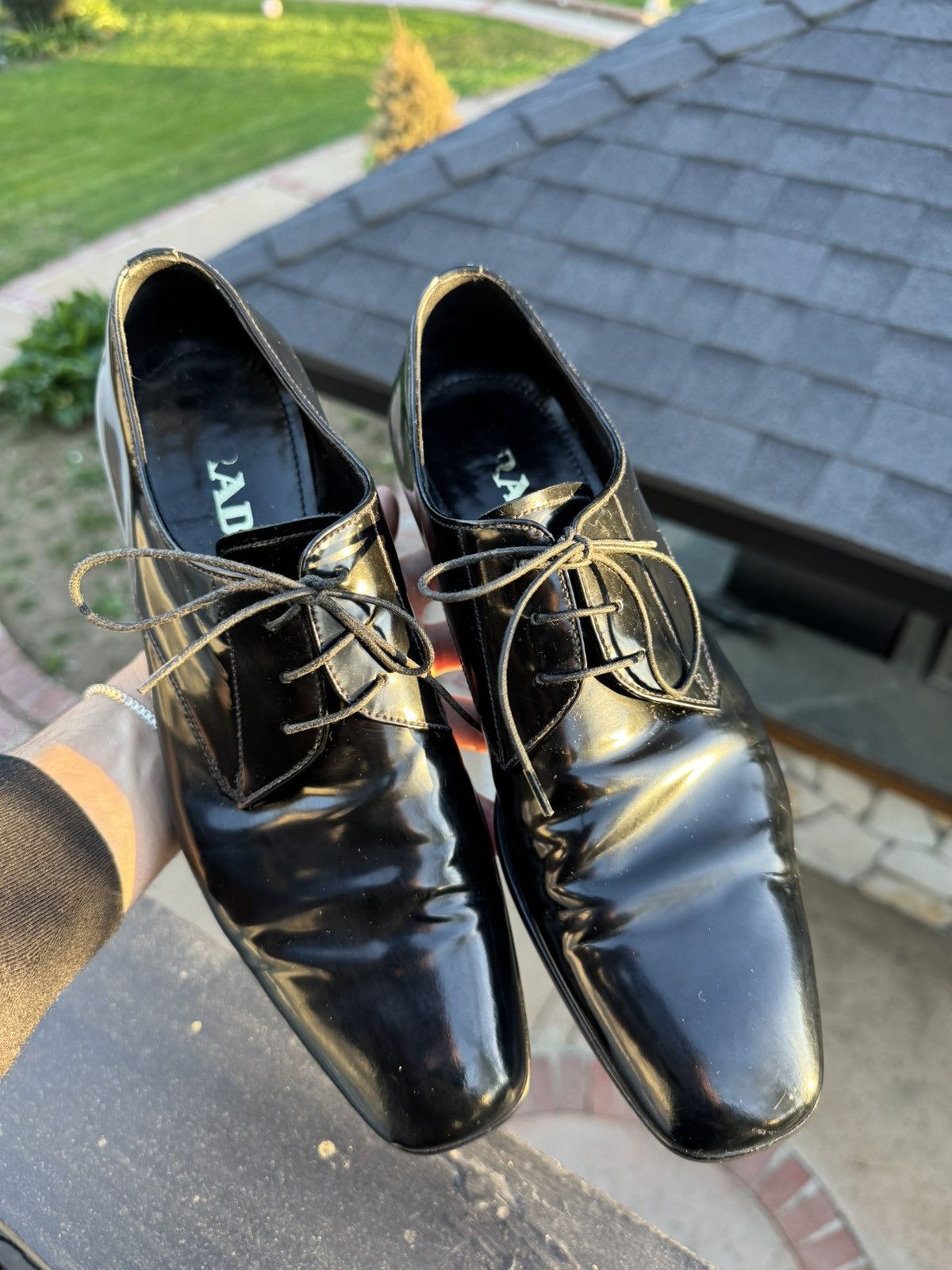 Prada Shiny black Prada dress shoes Size US 6 / EU 39 - 3 Thumbnail