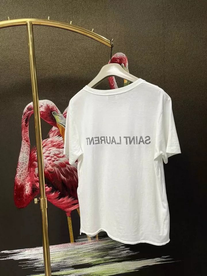 Saint Laurent Paris Saint Laurent Paris 24SS02 White Short Sleeve T-Shirt 2505- Size US M / EU 48-50 / 2 - 2 Thumbnail