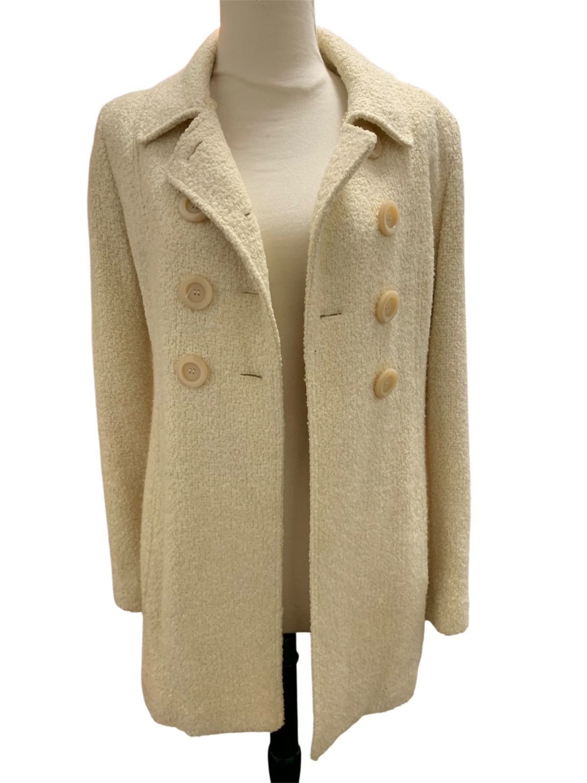 Guess Guess Wool-Blend Double Breasted Coat – Cream / Off-White Size M / US 6-8 / IT 42-44 - 4 Thumbnail