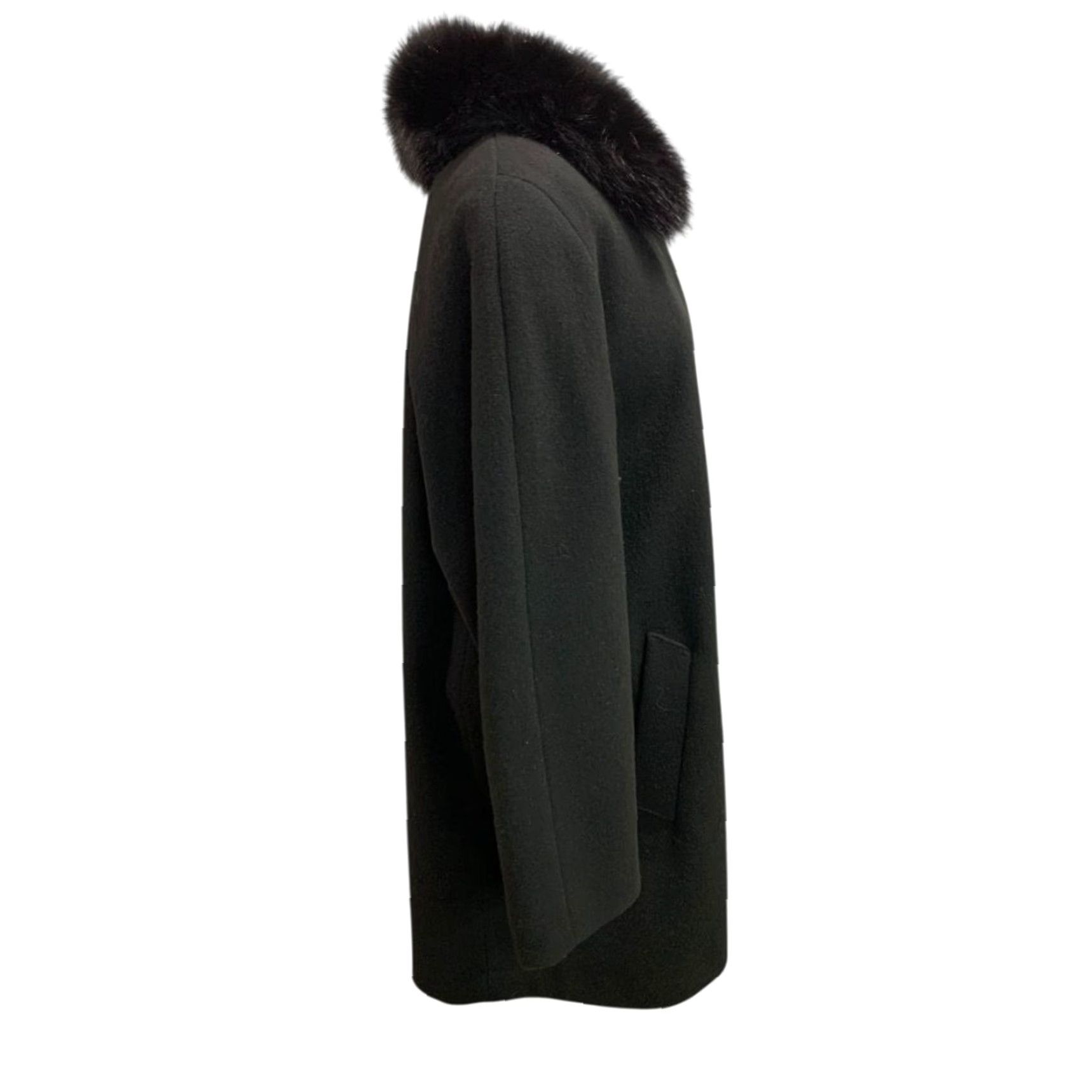 Vintage VINTAGE Forecaster Coat Wool Blend Overcoat Black Size 10 Womens Faux Fur Collar 35" Back Collar to Hem Size L / US 10 / IT 46 - 6 Thumbnail