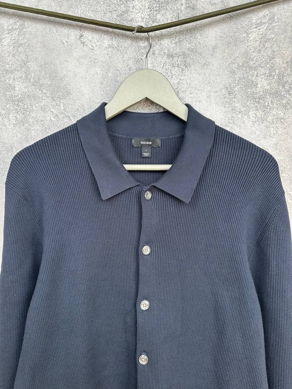 Reiss Reiss Saint Button Jacket Navy Overshirt Ribbed Viscose Size US L / EU 52-54 / 3 - 4 Thumbnail
