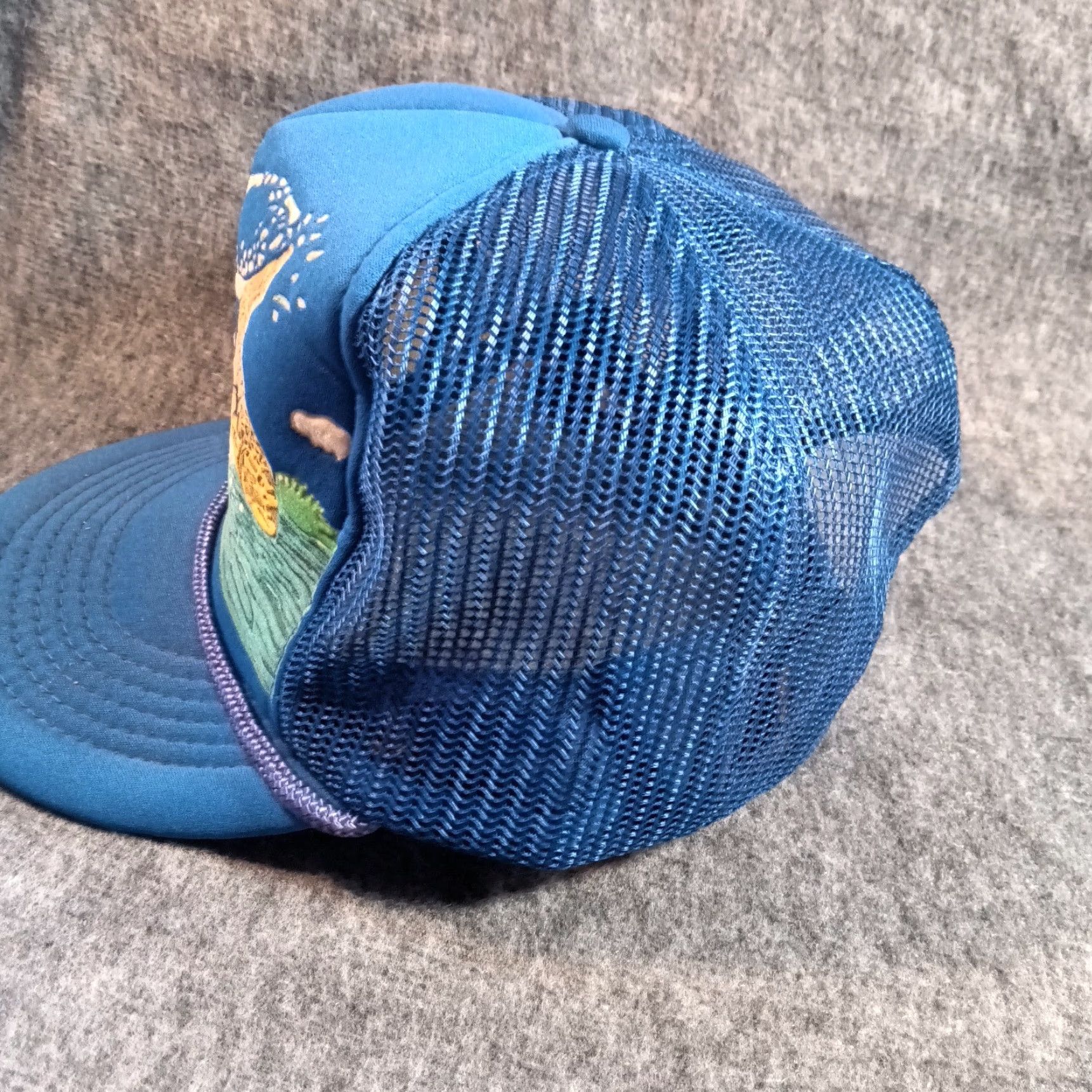 Vintage Fishing Hat Cap Snap Back Adjustable Adult Blue Fish Lake Outdoor Camp Sportsmen Size ONE SIZE - 5 Thumbnail