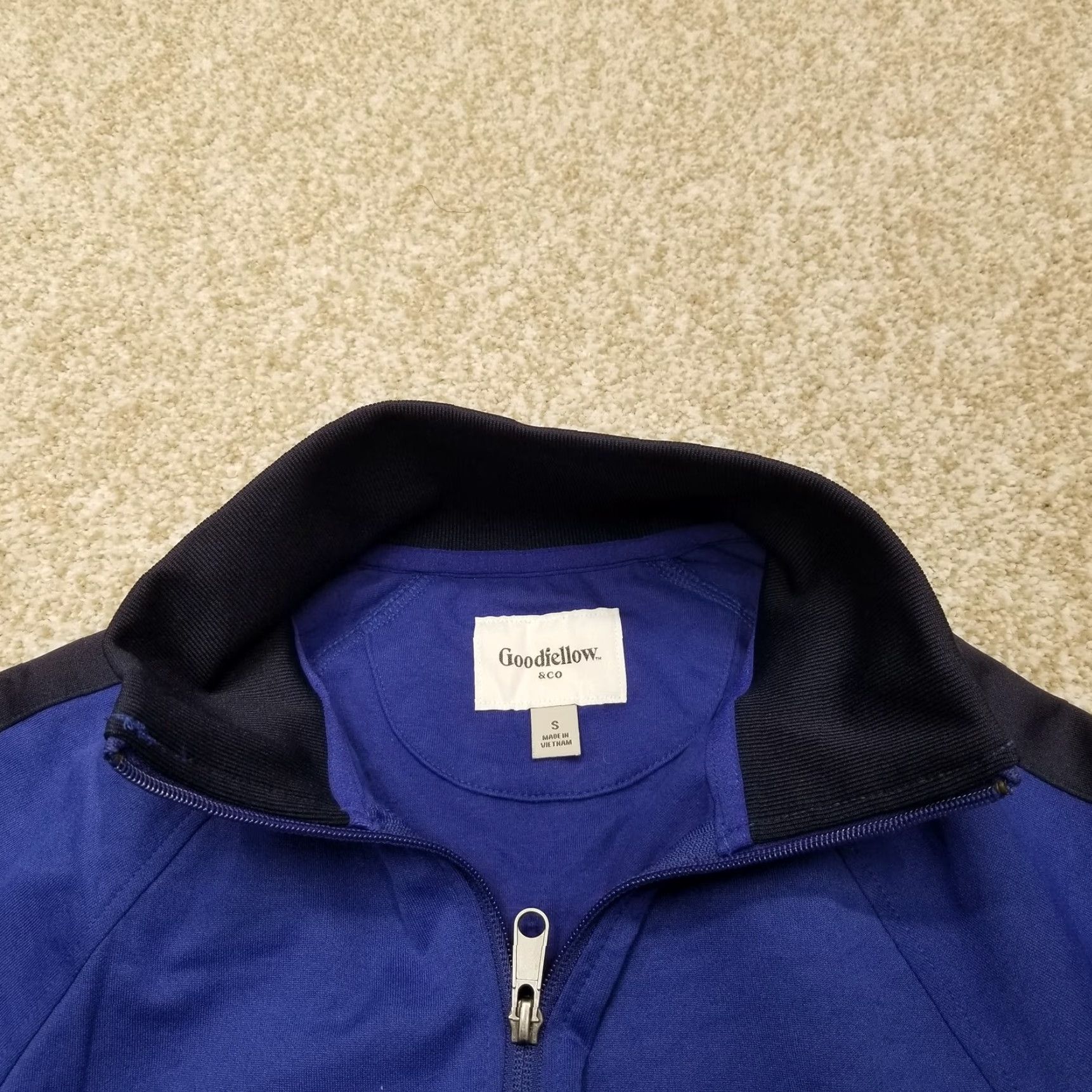 Vintage Goodfellow Jacket Mens S Blue Black Performance Stretch Full Zip Athletic Track Jacket Blended Breathable Pockets Cross Training Running Mens Size US S / EU 44-46 / 1 - 3 Thumbnail
