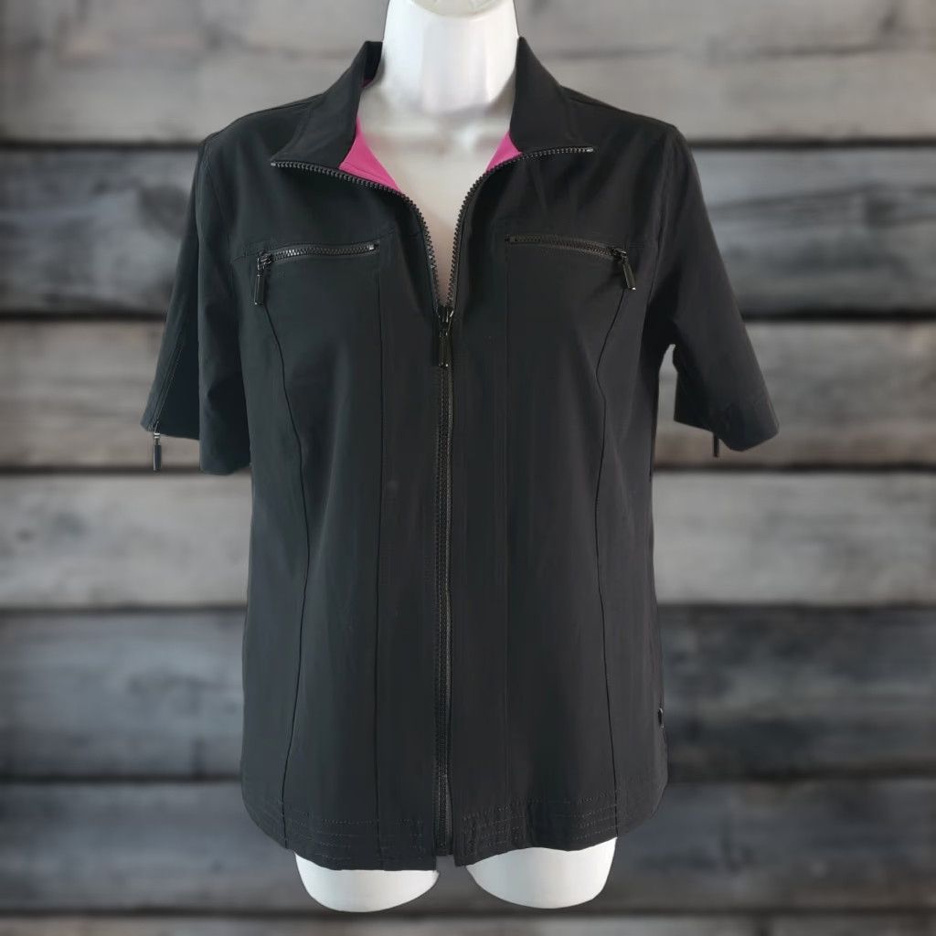 Vintage Chico's Zenergy Womens Top Sz S Black Full Zip Short Sleeve Shirt Womens Size S / US 4 / IT 40 - 1 Thumbnail