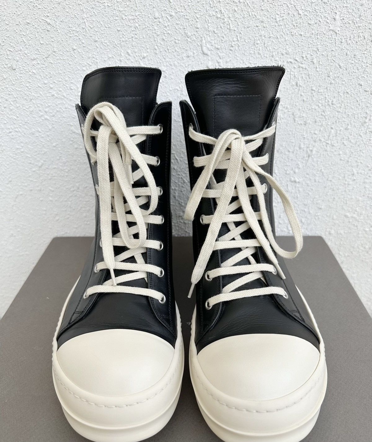Rick Owens Rick Owens Mainline Black & White Leather High-Top Size US 9.5 / EU 42-43 - 3 Thumbnail