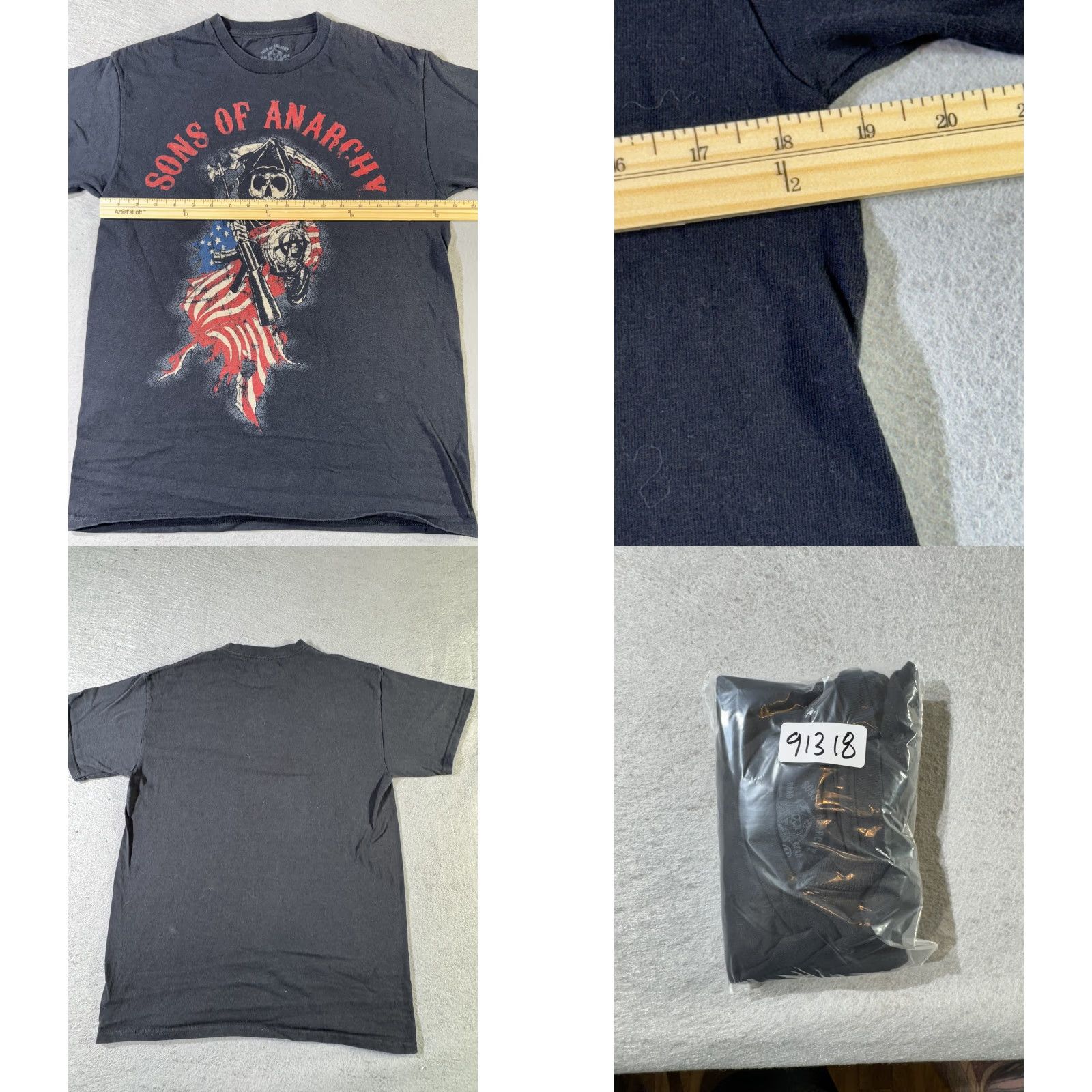 Vintage Sons of Anarchy Shirt Mens Medium Black Reaper Flag Graphic Tee FX TV Show Size US M / EU 48-50 / 2 - 8 Thumbnail