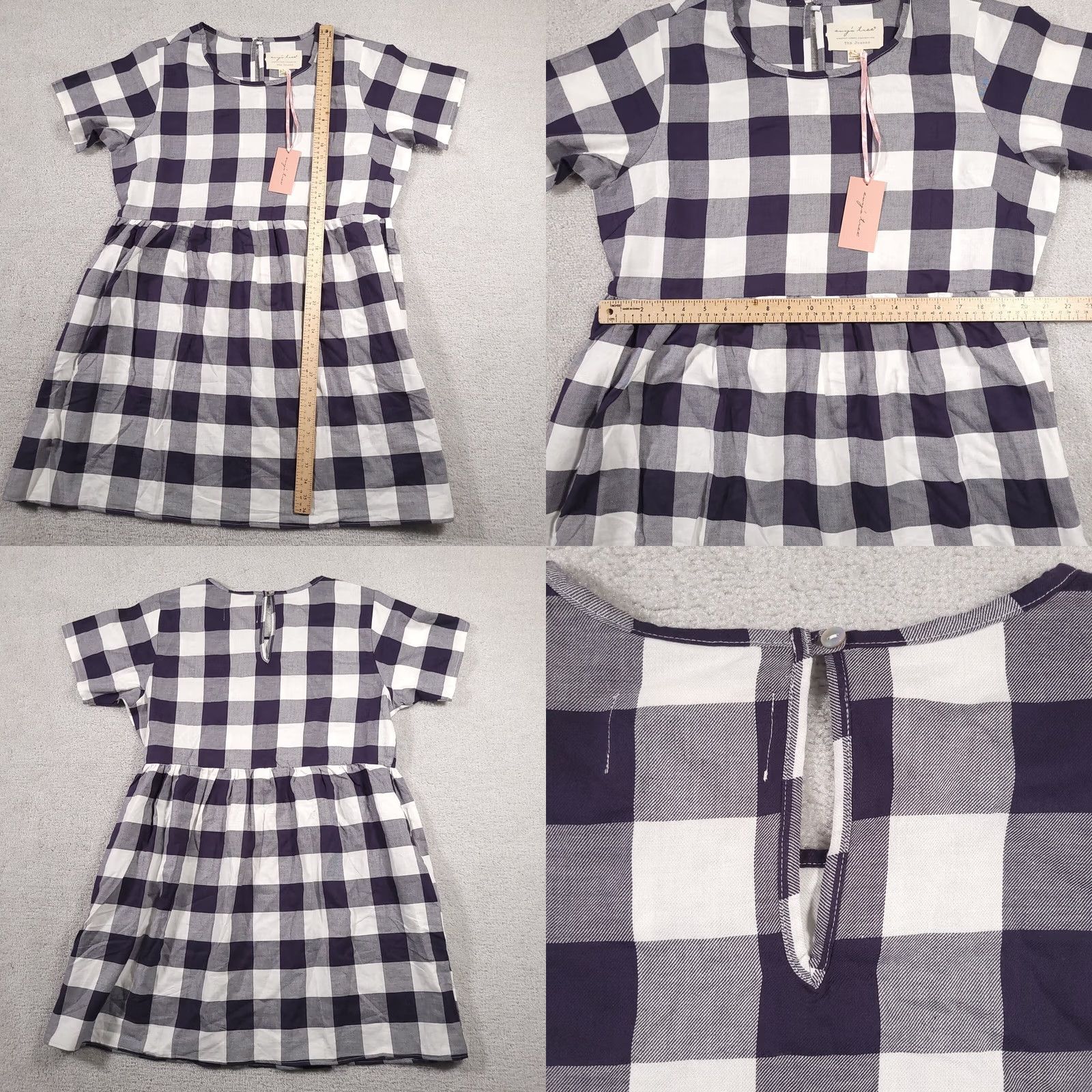 Vintage VINTAGE Evy's Tree Belinda Short Sleeve Knee Length Dress Pockets Womens Large Blue Check Size 36" / US 14 / IT 50 - 8 Thumbnail