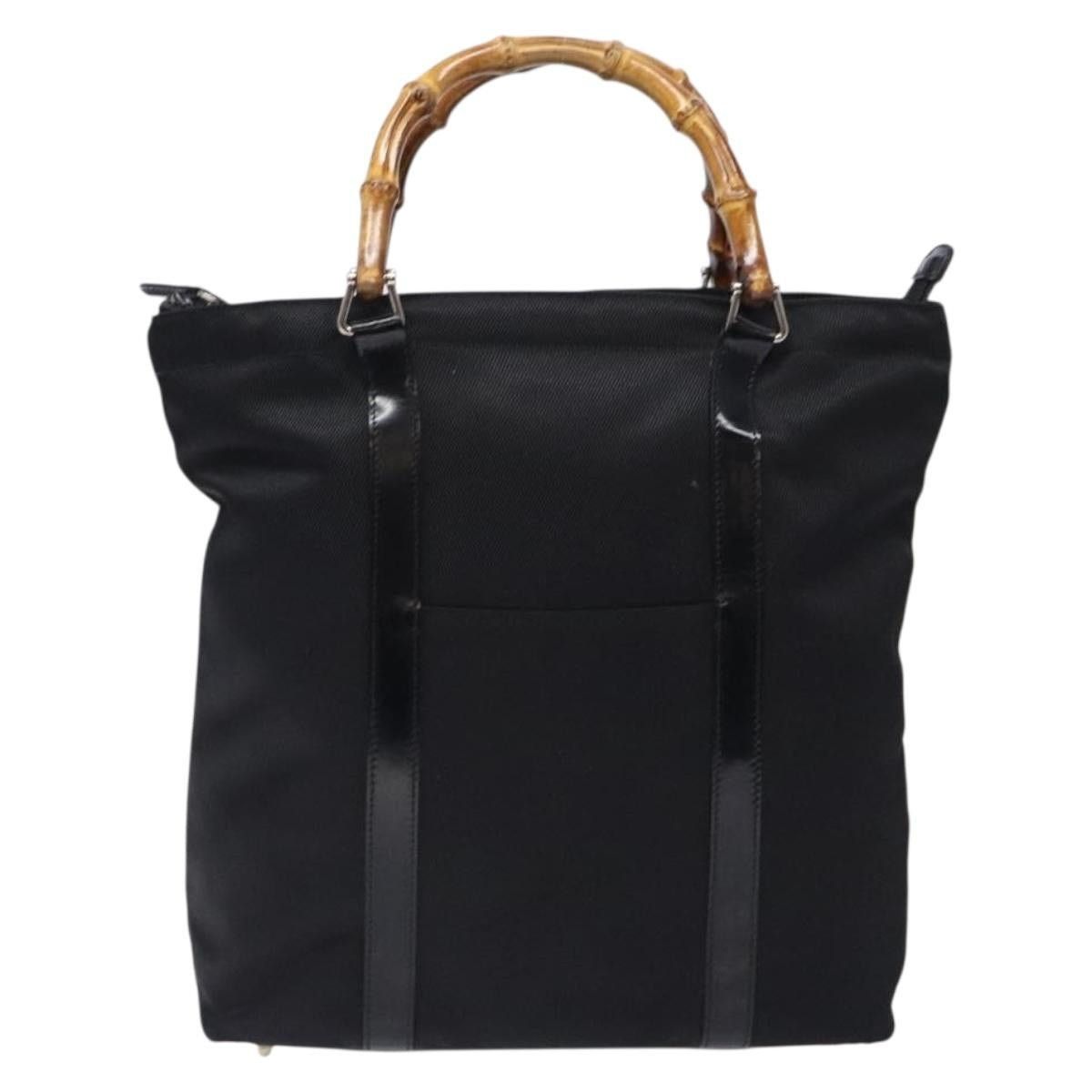 Gucci GUCCI Bamboo Tote Bag Nylon Black Silver 000 1998 000 1998 Size ONE SIZE - 2 Thumbnail