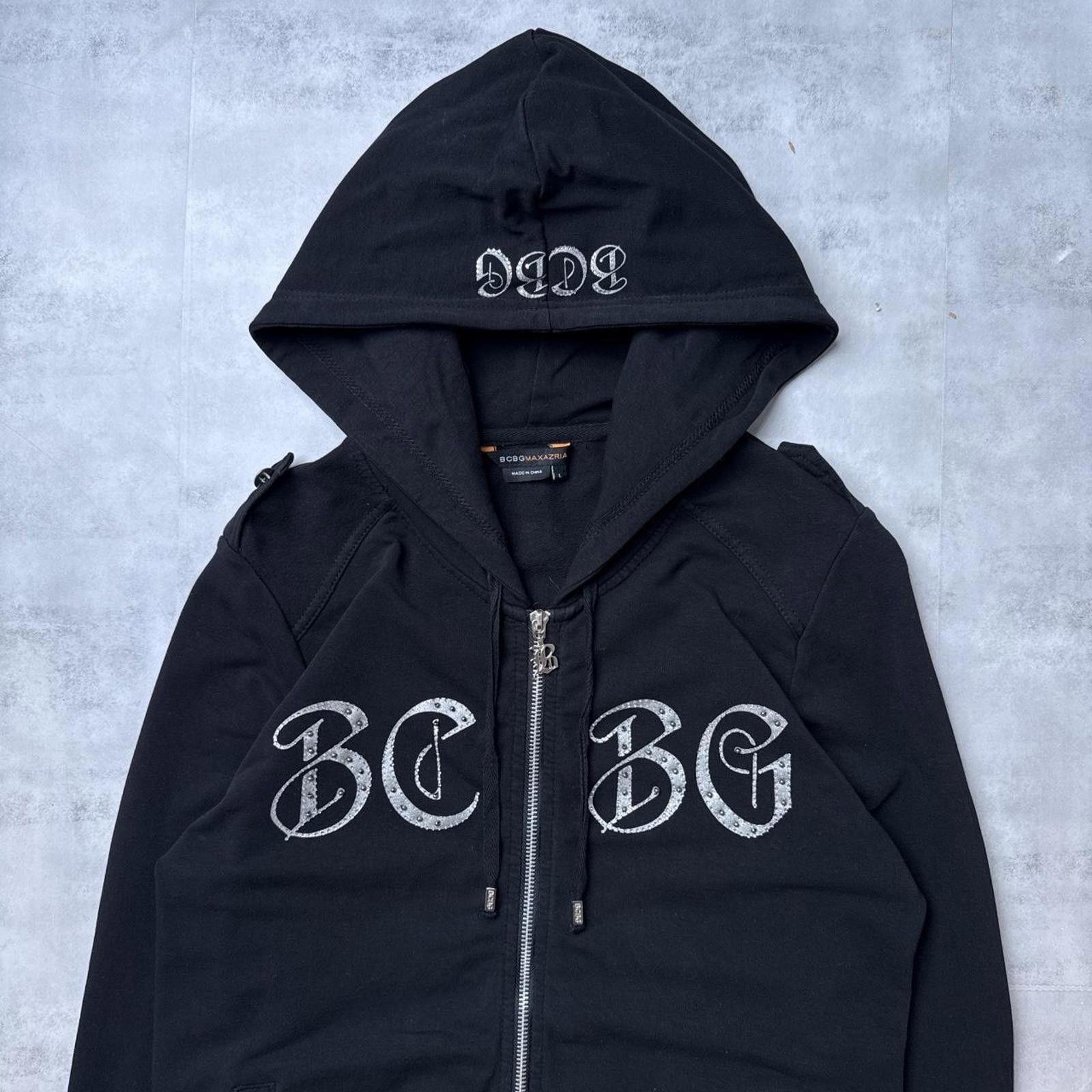 Bcbgmaxazria Y2K BCBG 00s black zip up hoodie jacket Size L / US 10 / IT 46 - 4 Thumbnail