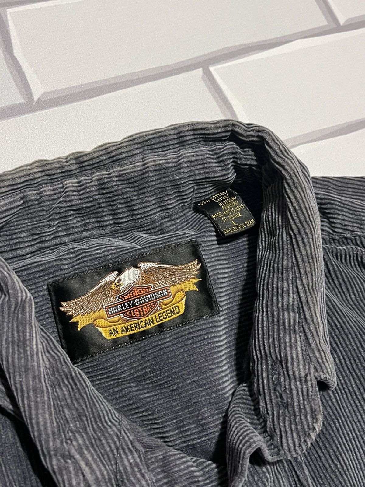 Harley Davidson Harley-Davidson Corduroy Shirt Vintage L Grey Size US L / EU 52-54 / 3 - 5 Thumbnail