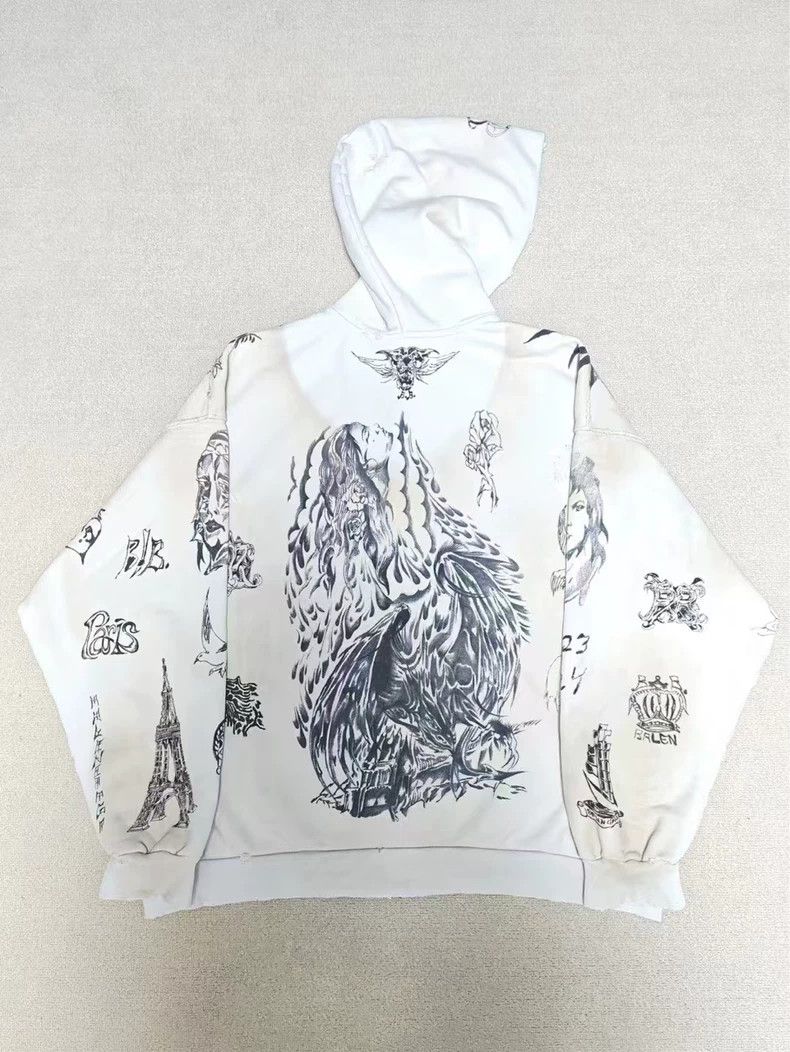 Balenciaga Balenciaga 24fw burnt mud stained tattoo sketch zippered ho Size US XS / EU 42 / 0 - 2 Thumbnail