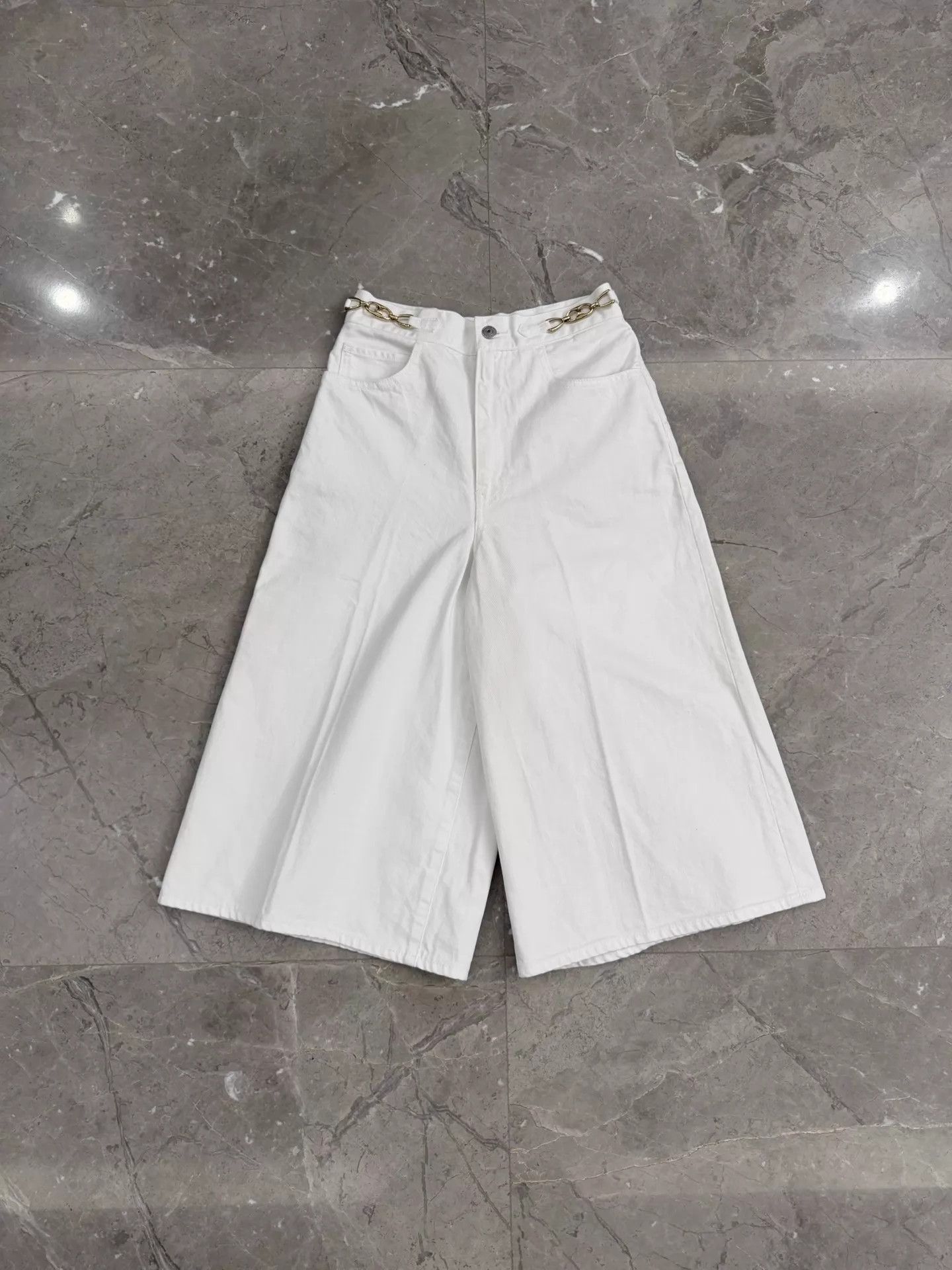 Celine Celine Hedi Slimane White Triomphe Gold 7/8 Jeans Size 27 Size 27" / US 4 / IT 40 - 1 Thumbnail