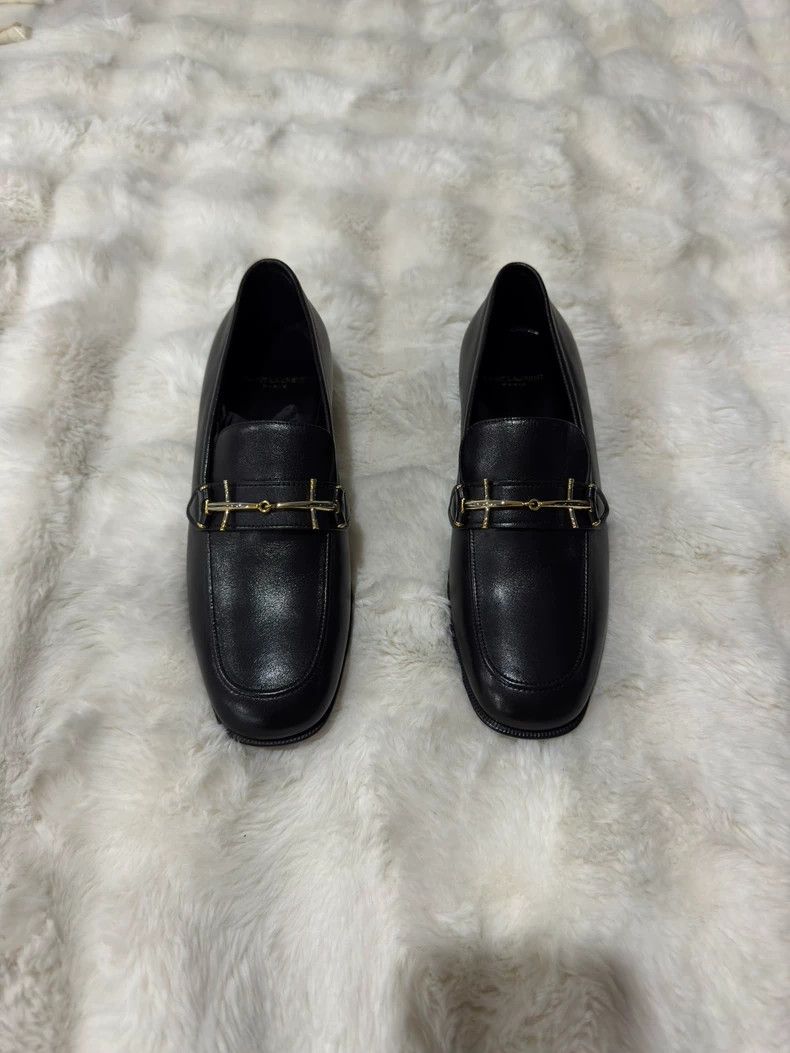 Saint Laurent Paris Saint Laurent Paris Black Gold Loafers shoes Size US 8 / EU 41 - 1 Thumbnail