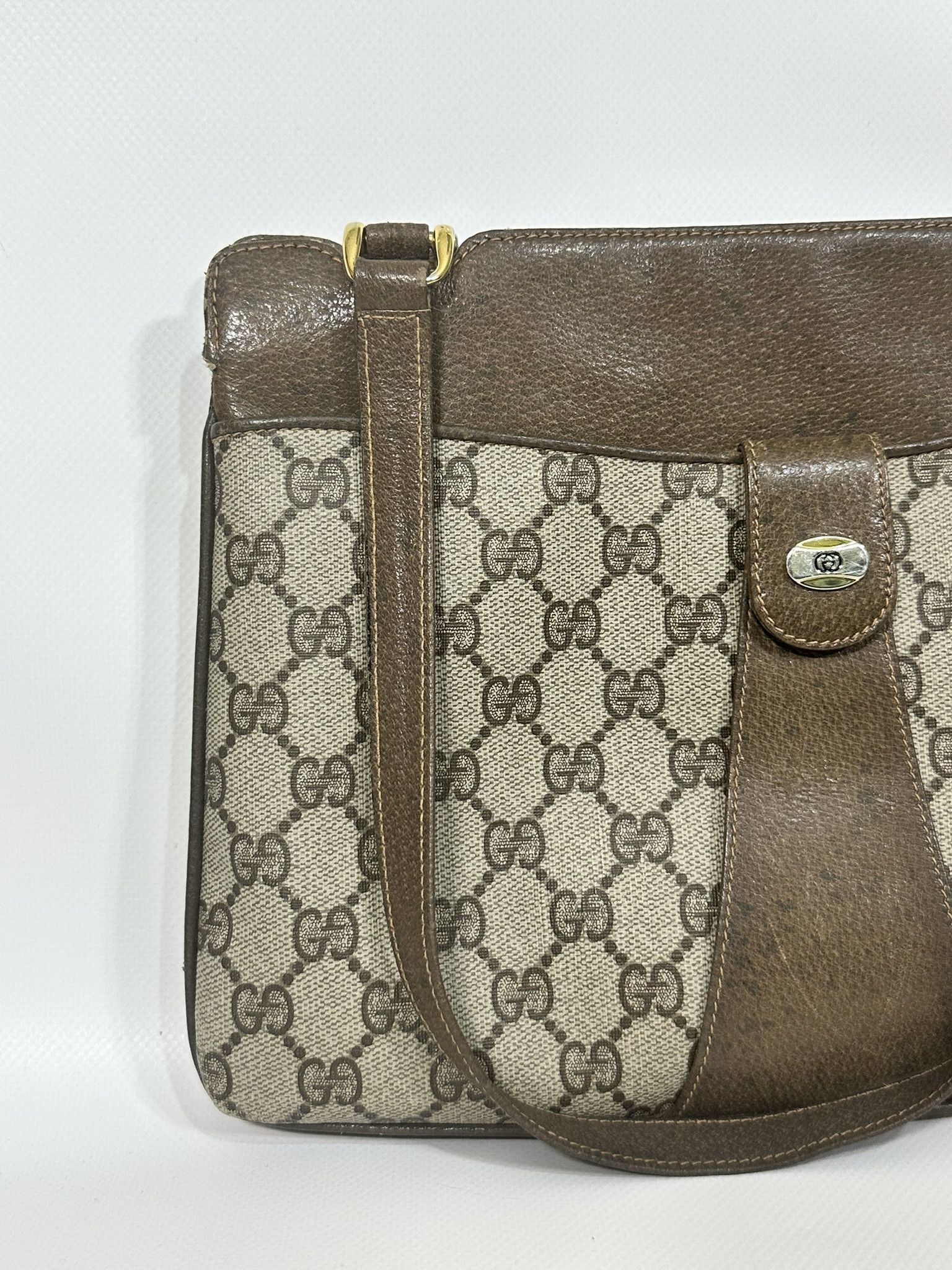 Gucci Gucci Vintage Handbag GG Monogram Beige Brown Leather Size ONE SIZE - 4 Thumbnail