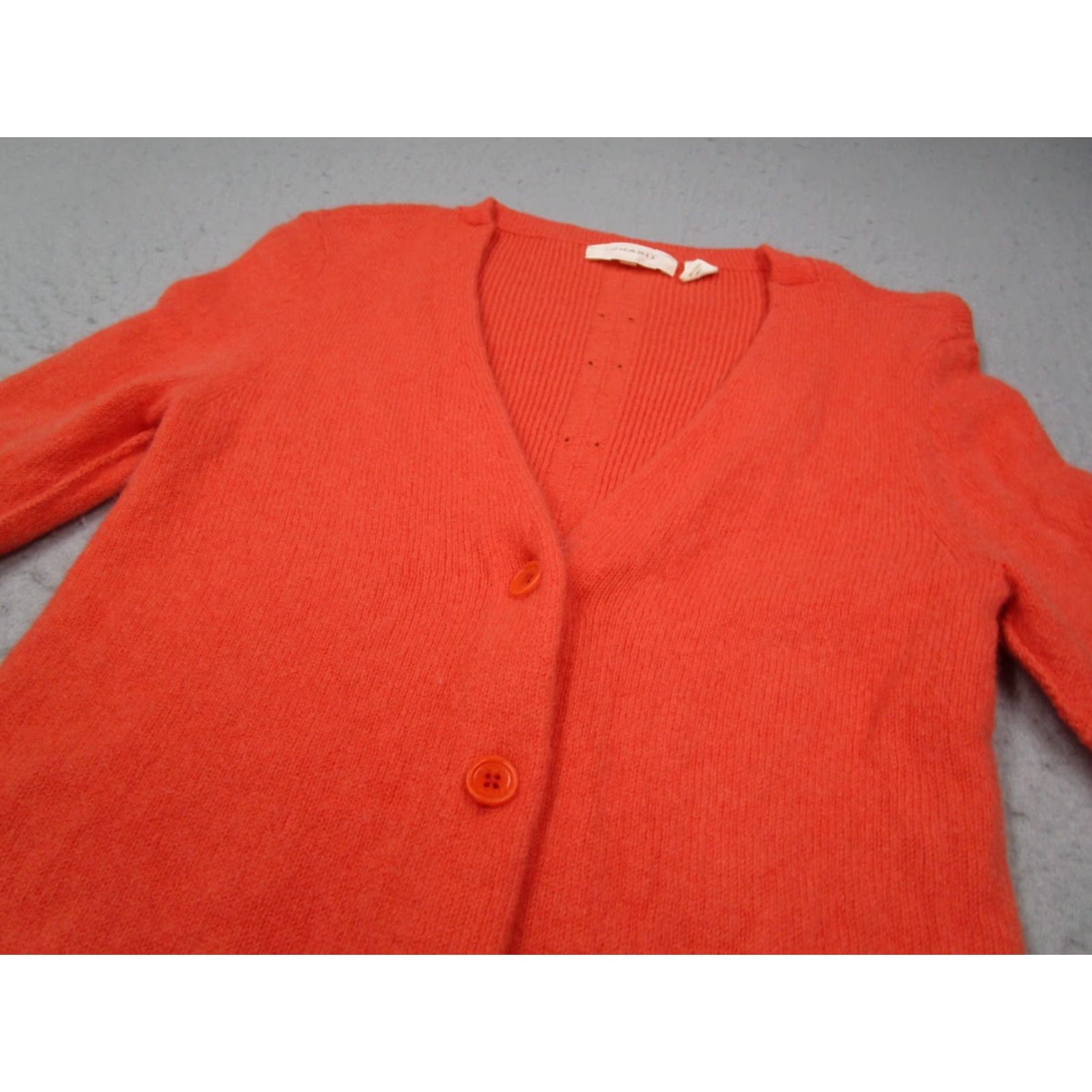 Vintage INHABIT Cardigan Women Medium Orange Cashmere Blend Button-Up Knit Sweater Womens Size M / US 6-8 / IT 42-44 - 2 Thumbnail