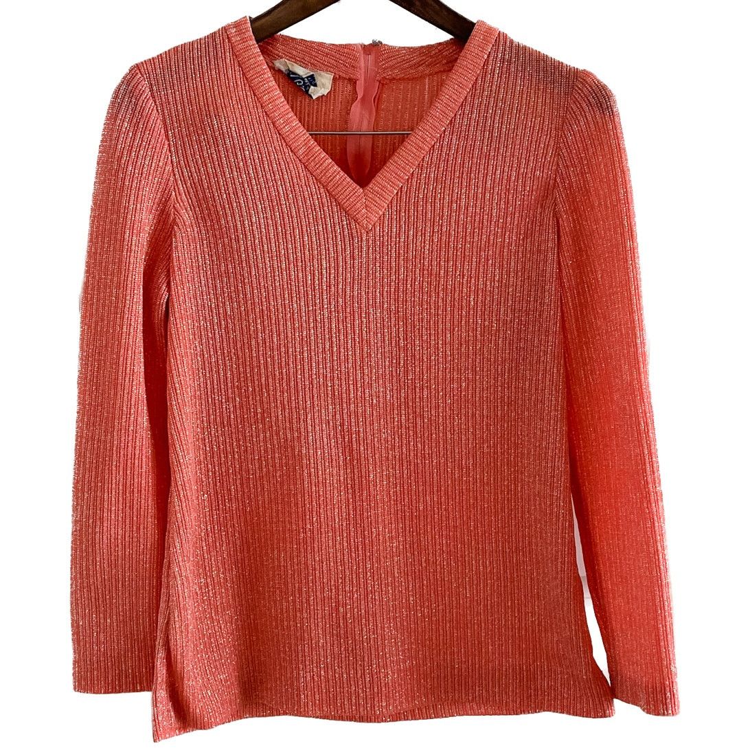 Vintage Vintage 60s L’Aiglon V-neck zip back sparkle top blouse Size M / US 6-8 / IT 42-44 - 2 Thumbnail