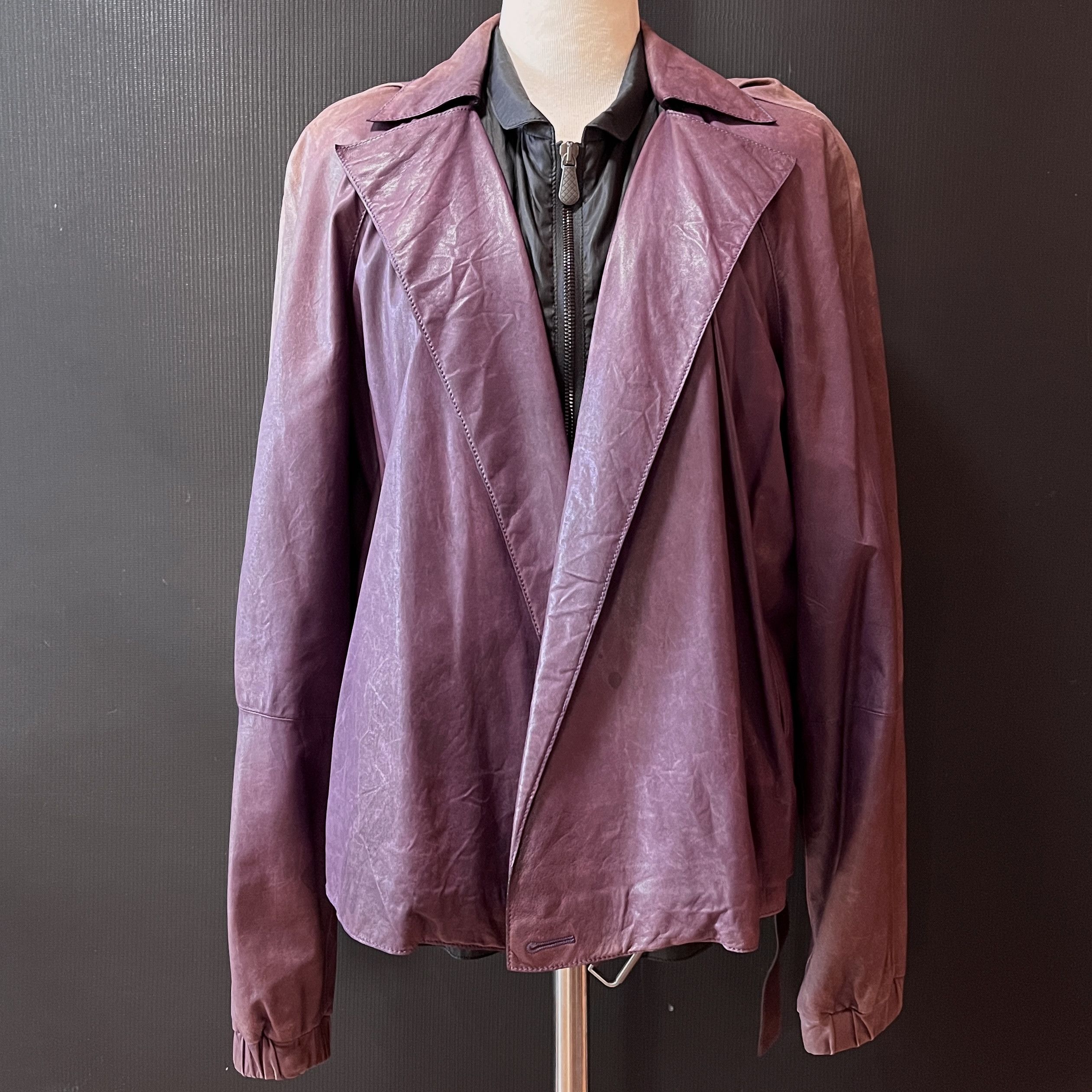 Bottega Veneta Bottega Veneta Tomas Maier Purple Nappa Leather Jacket Size S / US 4 / IT 40 - 1 Thumbnail