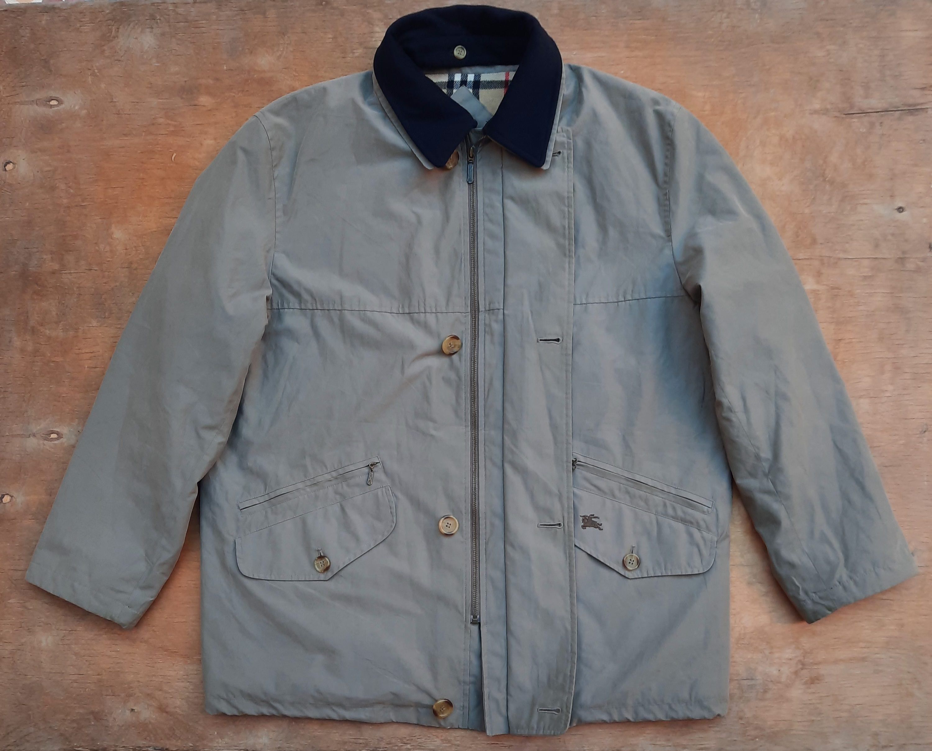 Burberry 90s Burberrys khaki Chore Jacket wool lining & collar Size US L / EU 52-54 / 3 - 2 Thumbnail