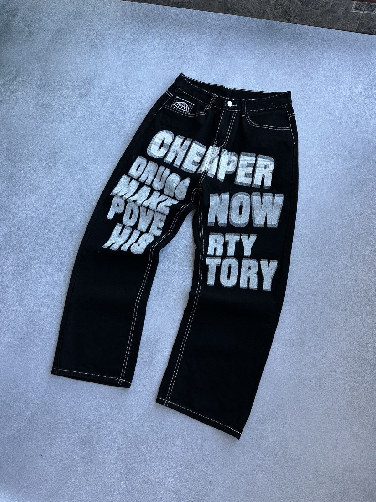 Japanese Brand Vintage Minus Two Japanese Rap Big Logo Black Baggy Jeans Size US 30 / EU 46 - 3 Thumbnail