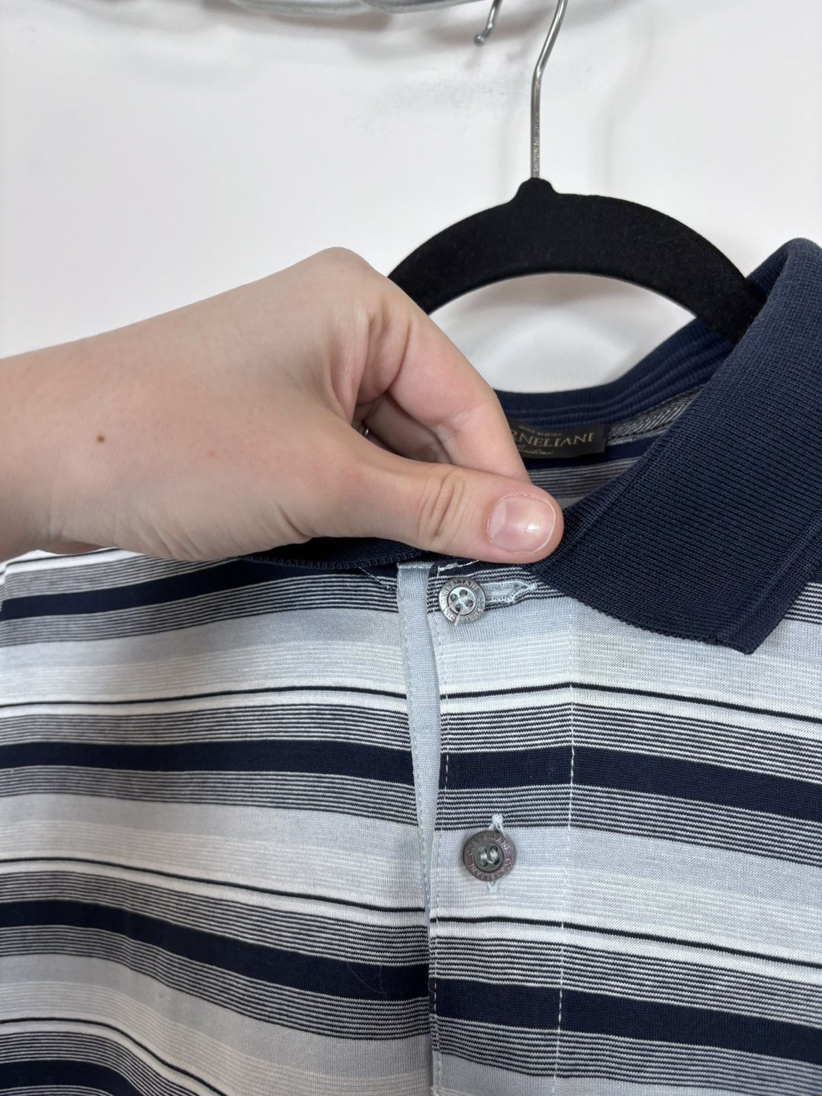 Corneliani Corneliani Men’s Multi Striped Short Sleeve Polo Shirt Size US XL / EU 56 / 4 - 5 Thumbnail