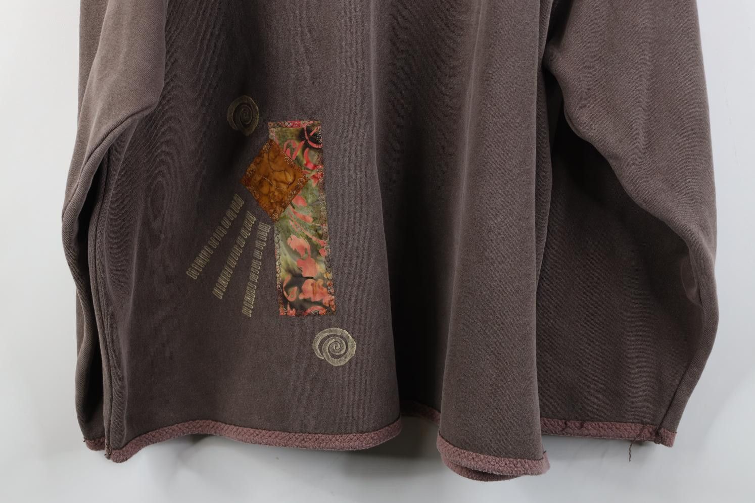 Vintage Vintage 90s Streetwear Patchwork Beaded Stonewash Sweatshirt Size XL / US 12-14 / IT 48-50 - 14 Thumbnail