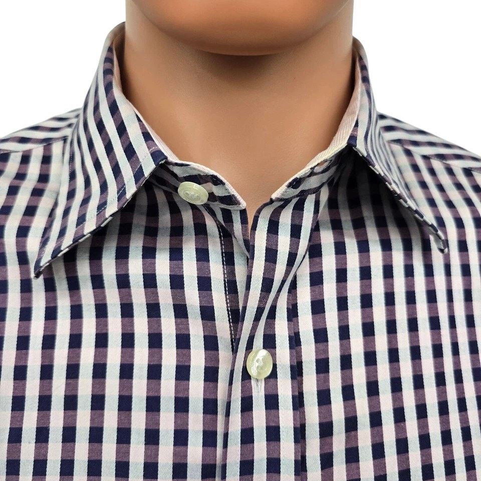 Johnston & Murphy JOHNSTON & MURPHY Dress Shirt M Tailored fit Flip Cuff check Size US M / EU 48-50 / 2 - 5 Thumbnail