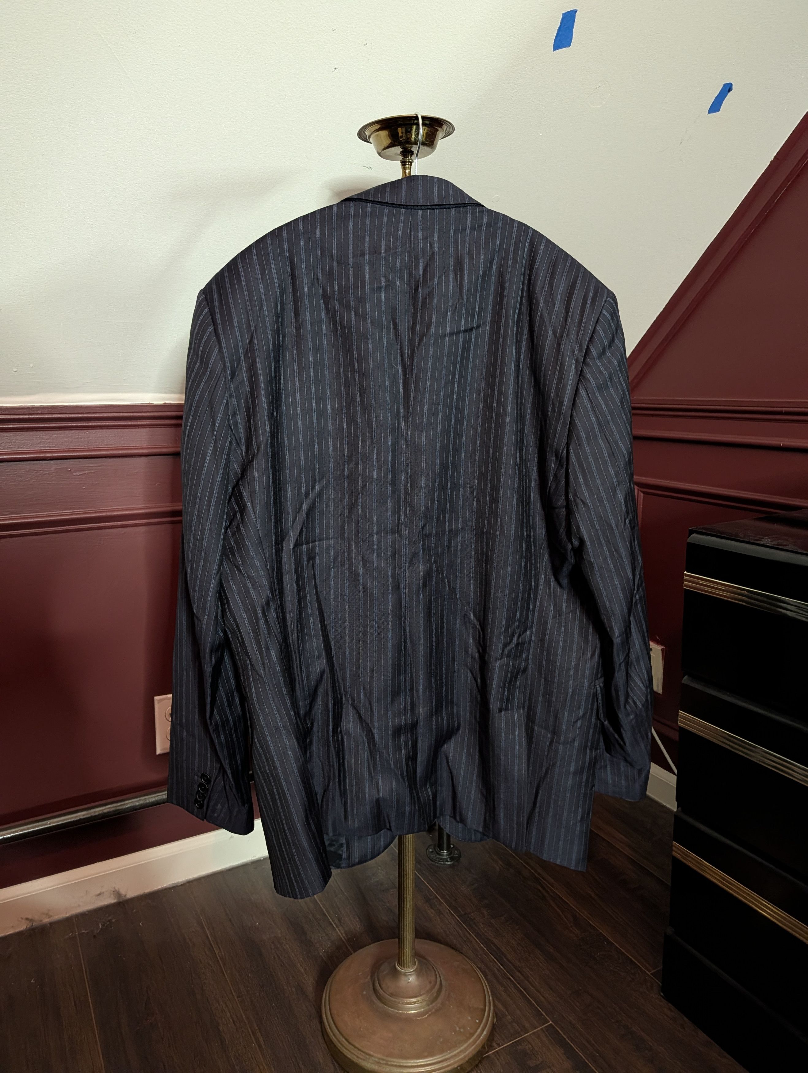Piattelli Angelico Super 140s wool navy pinstriped Barney's suit Size 42L - 3 Thumbnail