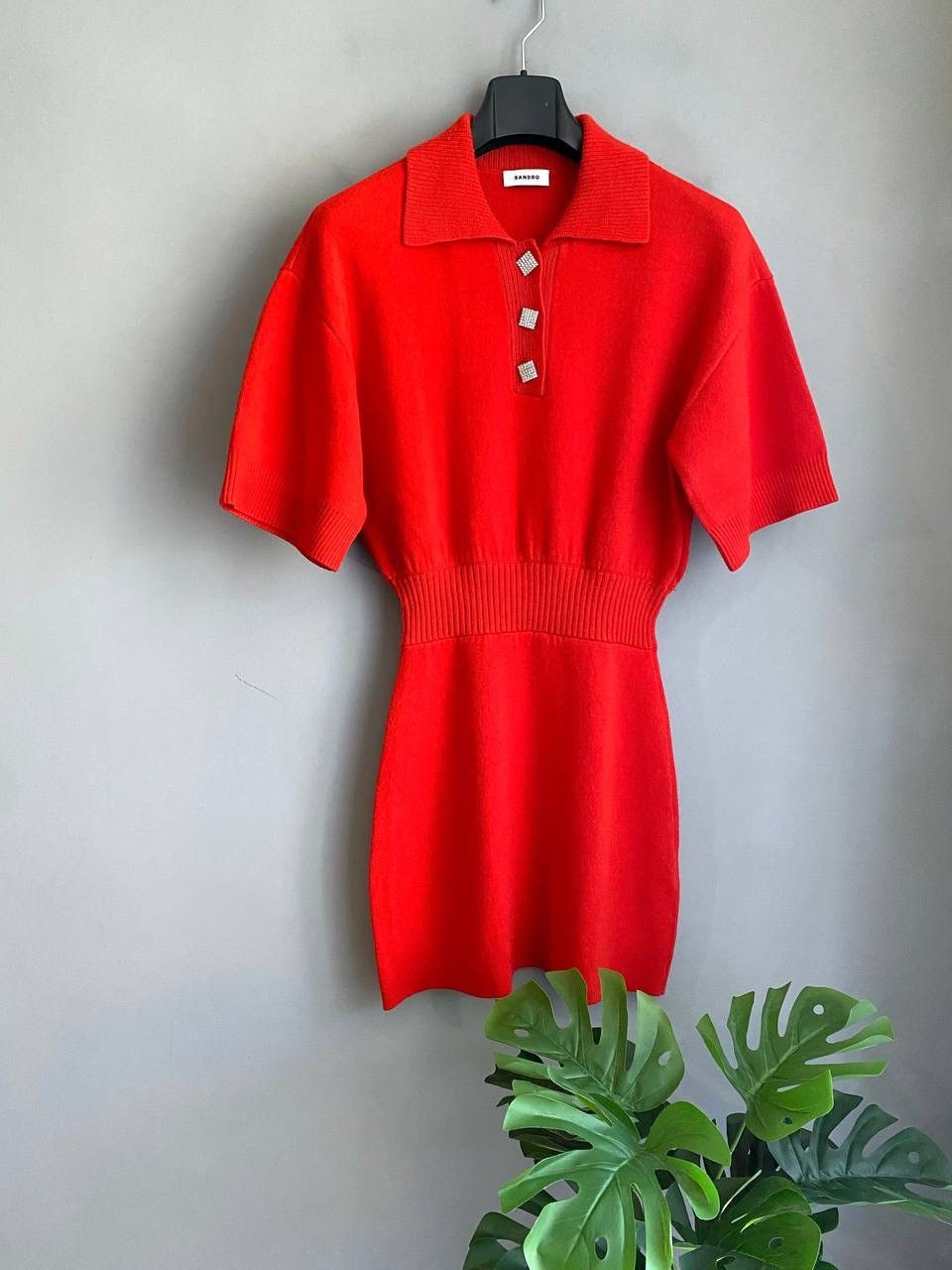 Sandro Sandro Women's Wool/Cashmere Red Knitted Mini Dress, 36/S Size S / US 4 / IT 40 - 1 Thumbnail