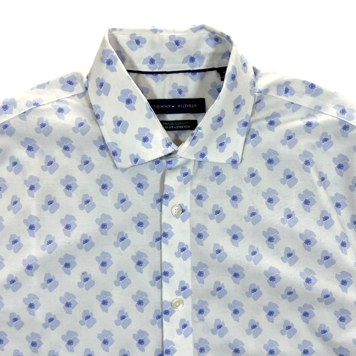 Tommy Hilfiger Tommy Hilfiger Shirt THFlex Supima Slim Fit Stretch Floral Patterned Medium Purple-Hot Pink/Green Long Sleeve Button-Up Mens Size US M / EU 48-50 / 2 - 2 Thumbnail