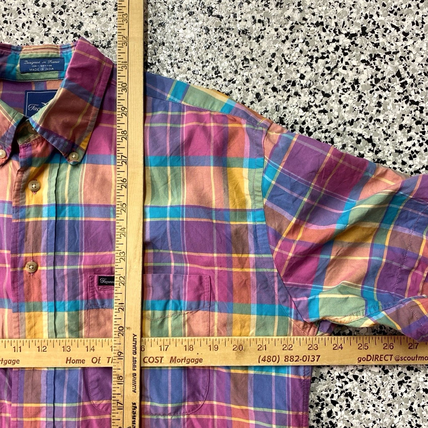 Faconnable VINTAGE Faconnable Shirt Mens Small Blue Pink Green Plaid Relaxed Button Up Shirt Size US S / EU 44-46 / 1 - 3 Thumbnail