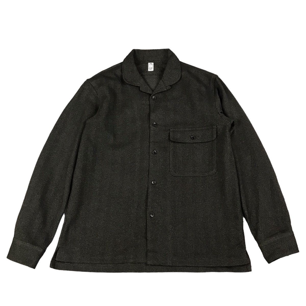 image of Hiroshi Kato x Kato Tool Japanese Design Wool Button Shirt in Black, Men's (Size Large)