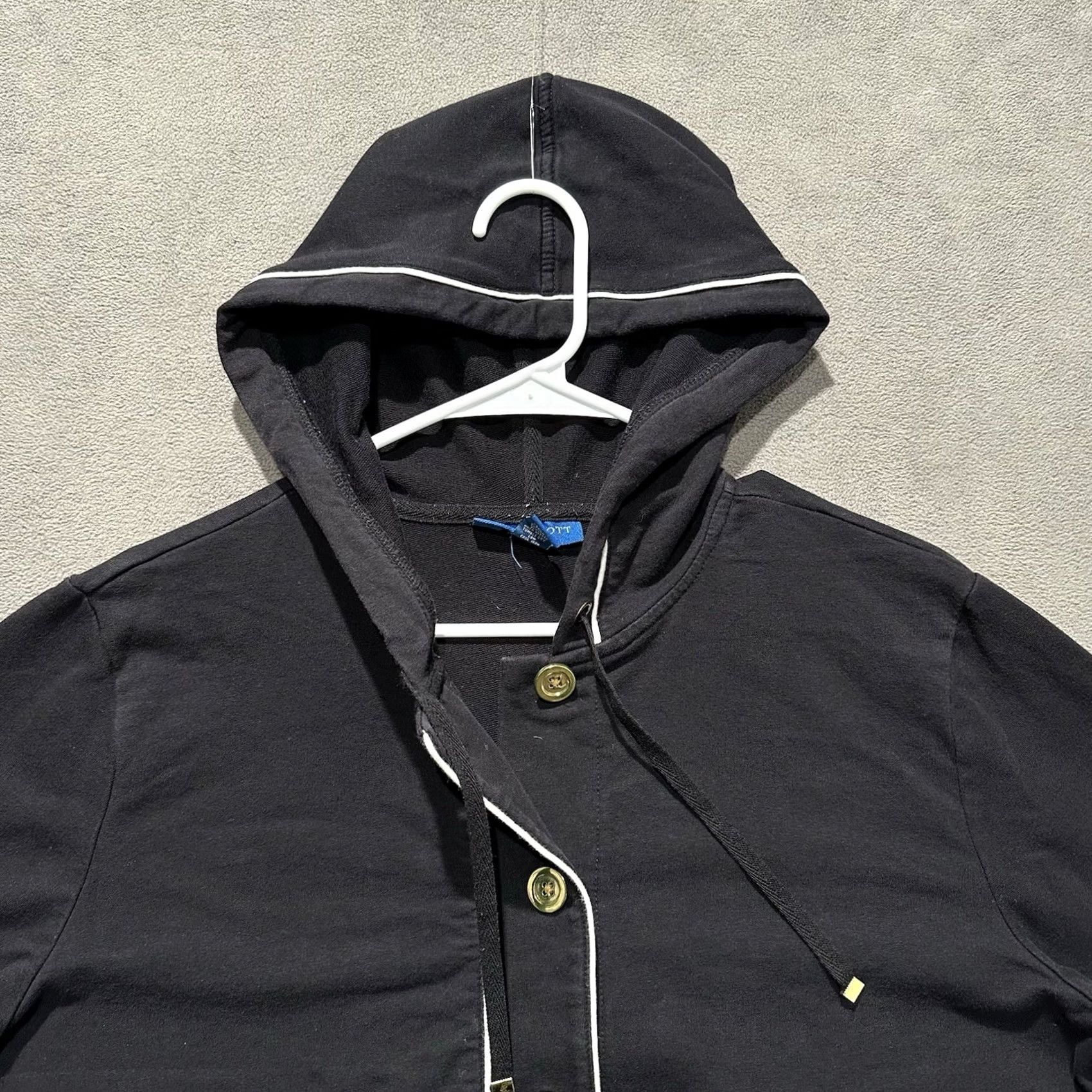 Vintage Karen Scott Jacket Womens Medium Black Terry Hoodie Sport Button Front Pockets Size M / US 6-8 / IT 42-44 - 7 Thumbnail