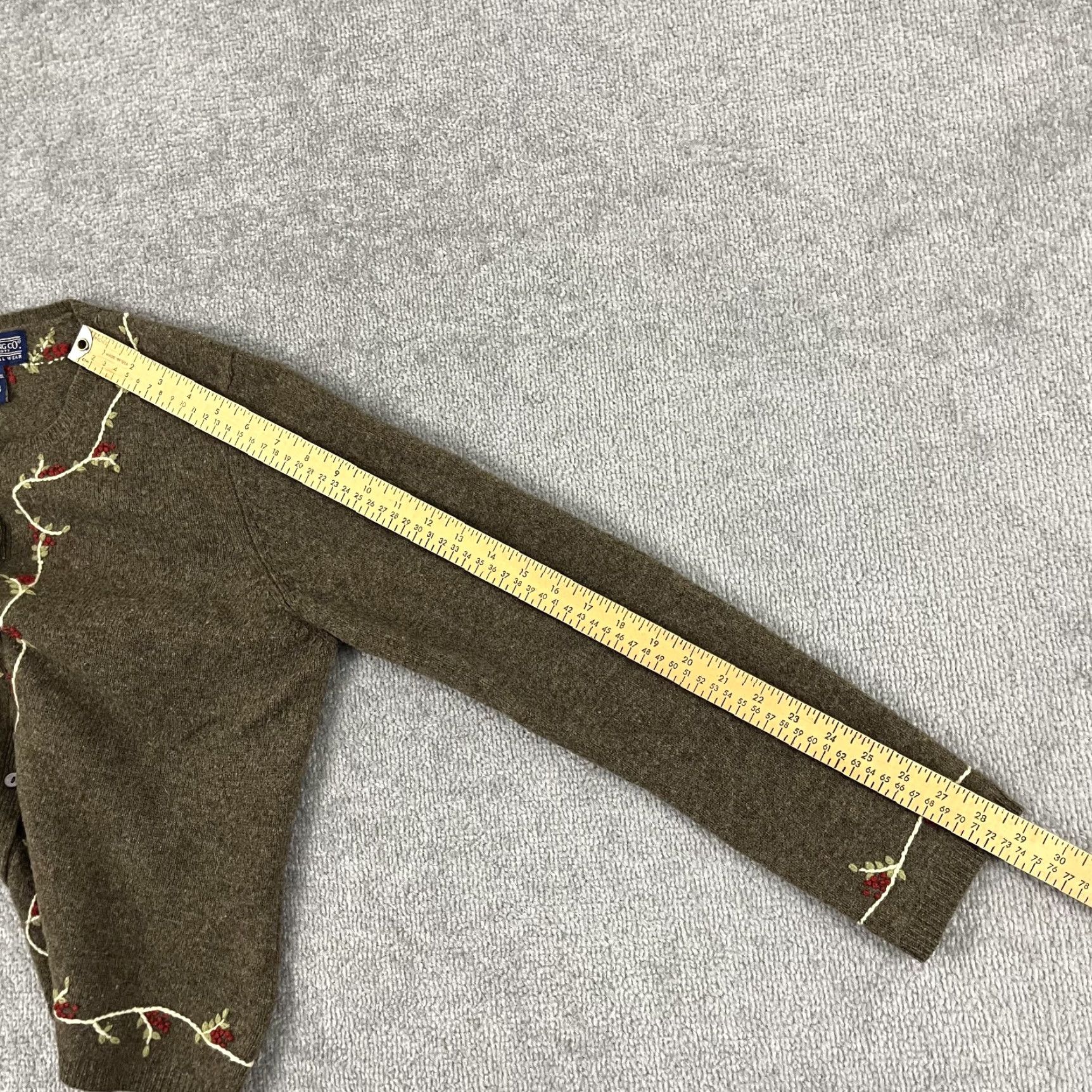 Vintage Newton Trading Cardigan Women Large Brown 100% Wool Floral Knit Button Preppy Classic Women's Size L / US 10 / IT 46 - 5 Thumbnail