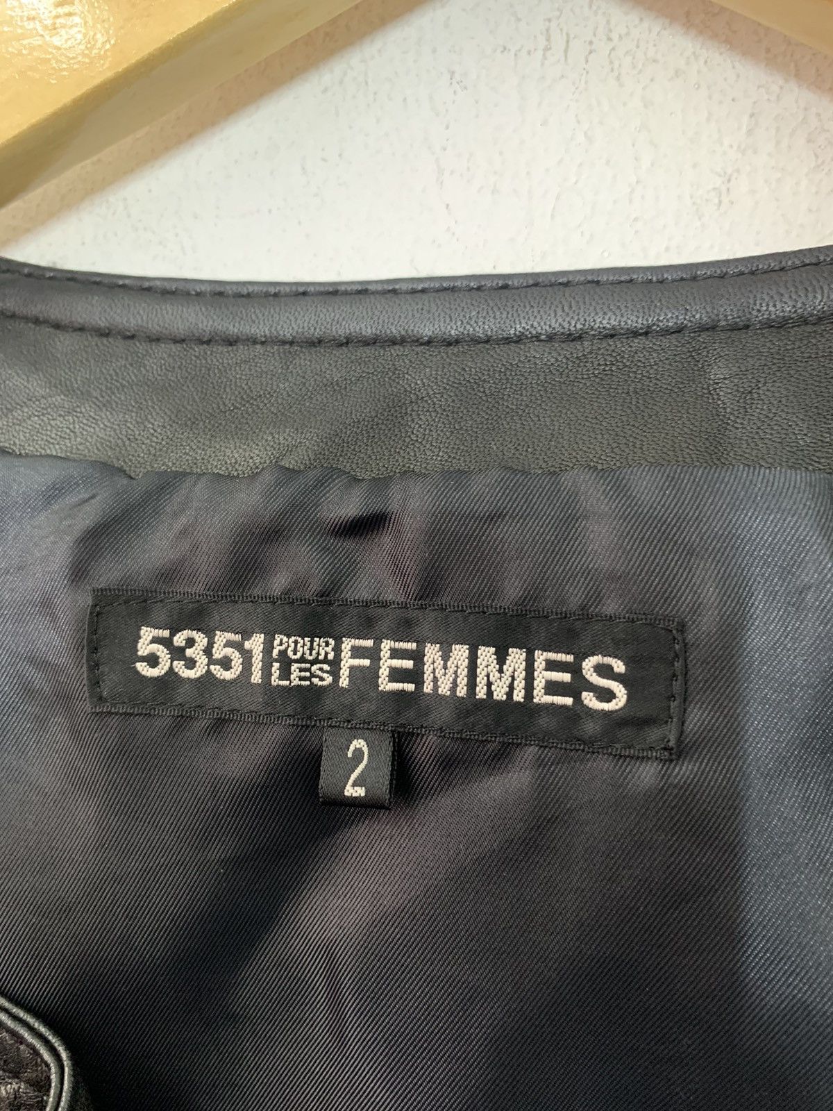 5351 POUR LES HOMMES × Japanese Brand 5351 Pour Les Femmes Cropped Leather Hybrid Jacket Size XS / US 0-2 / IT 36-38 - 6 Thumbnail