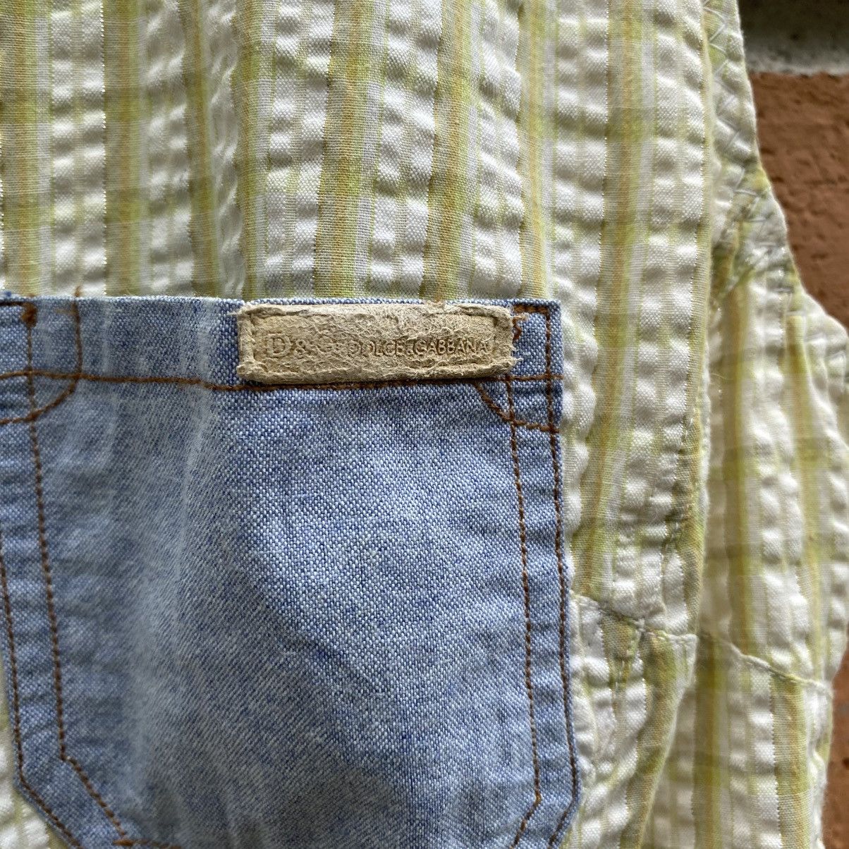 Dolce & Gabbana D&G Green Stripe Sleeveless Blouse with Denim Collar Size M / US 6-8 / IT 42-44 - 11 Thumbnail