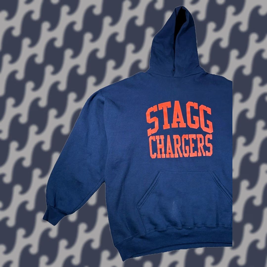 Russell Athletic VINTAGE Russell Athletic Stagg Chargers Sweatshirt Navy 2XL Pullover USA Made Mens Long Sleeve Heavyweight Cotton Polyester Knit (90s) Size US XXL / EU 58 / 5 - 1 Thumbnail