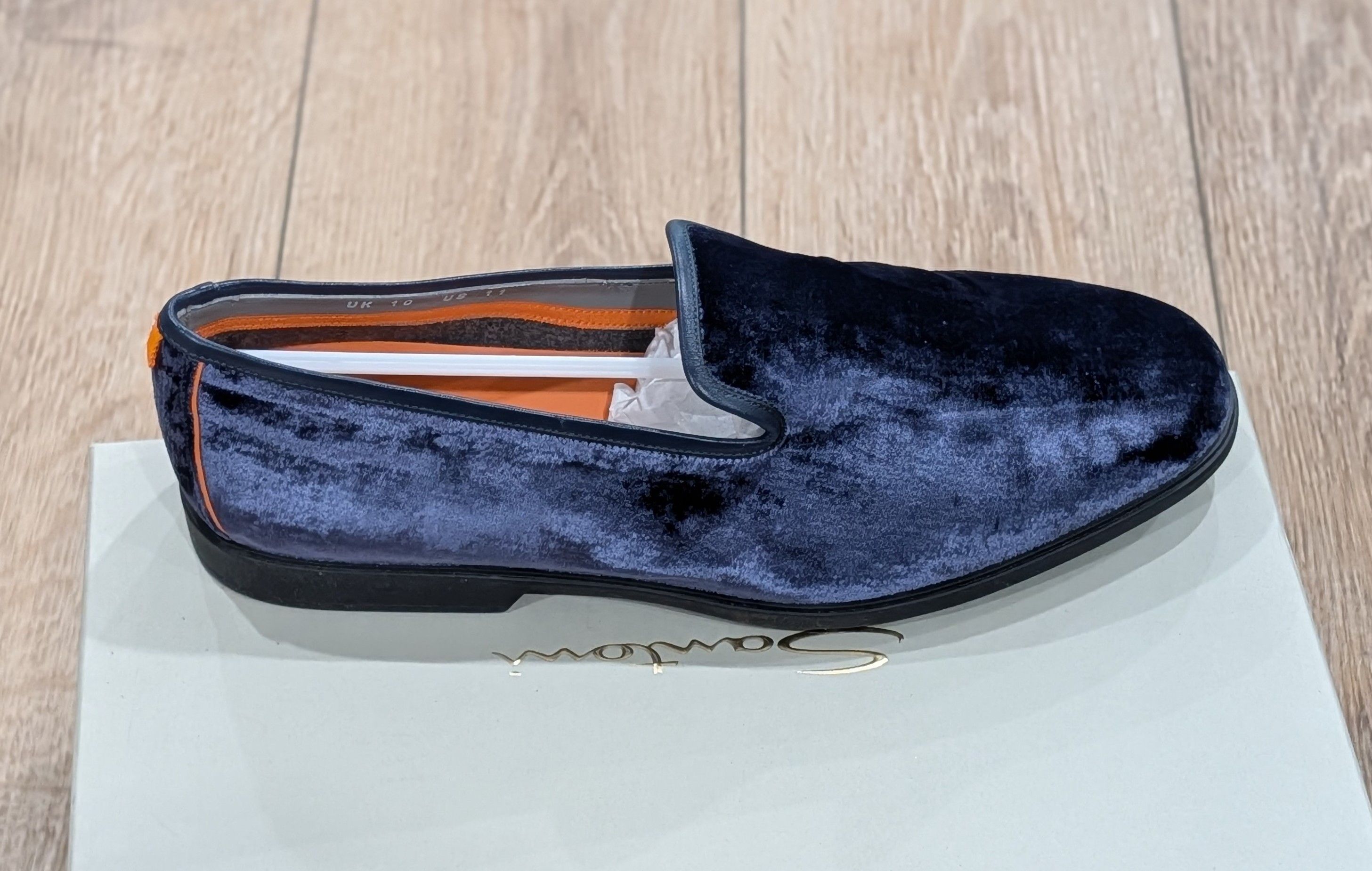 Santoni SANTONI Velvet Evening Shoes Smoking Slippers Blue US 12 Size US 12 / EU 45 - 3 Thumbnail