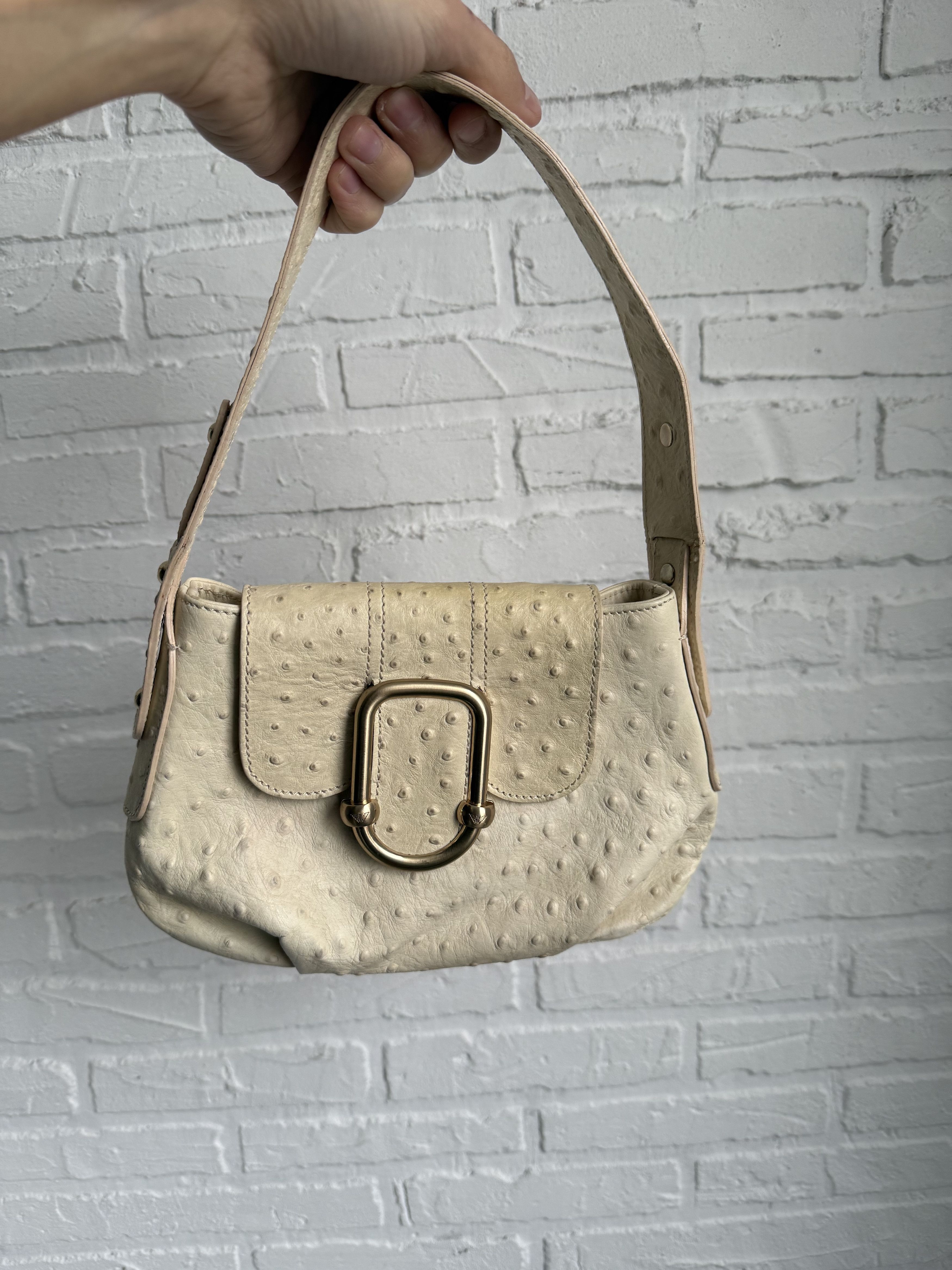 Emporio Armani Vintage 2000s Emporio Armani ostrich leather hand bag Size ONE SIZE - 7 Thumbnail